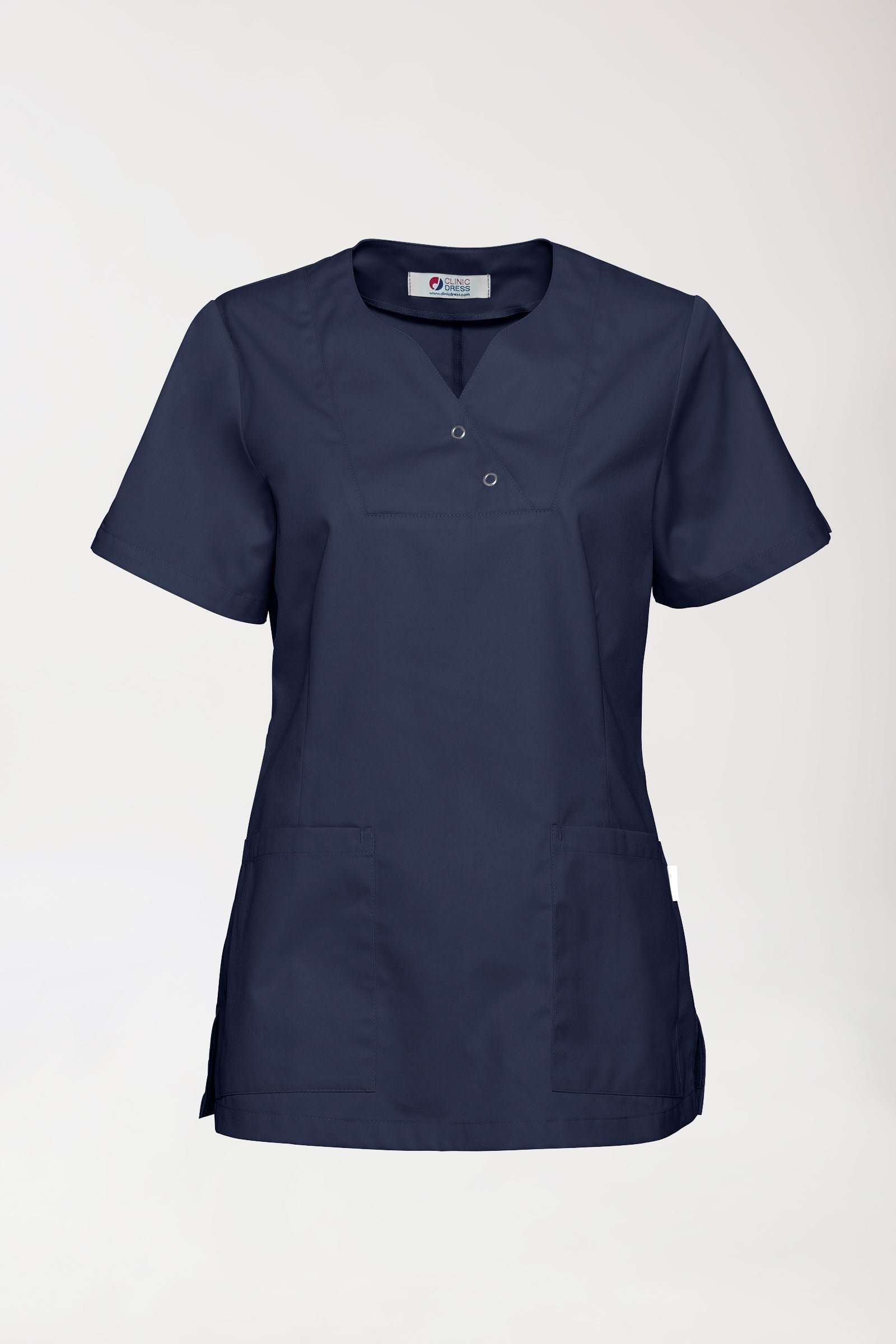 CORE Schlupfkasack Damen curved fit - mit Druckknöpfen navy, Vue de face 