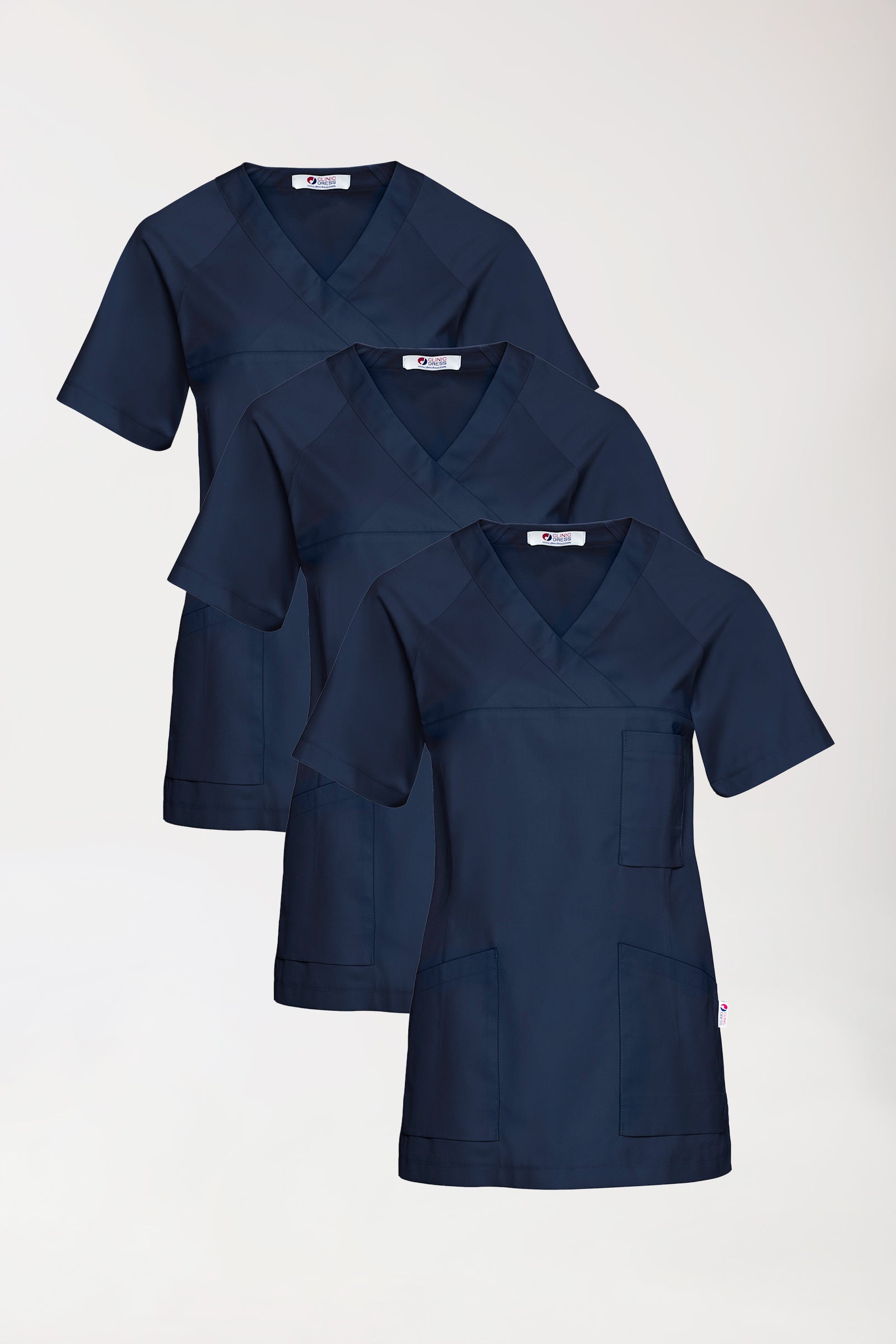 CORE Schlupfkasack Damen - 3er-Pack - V-Ausschnitt navy