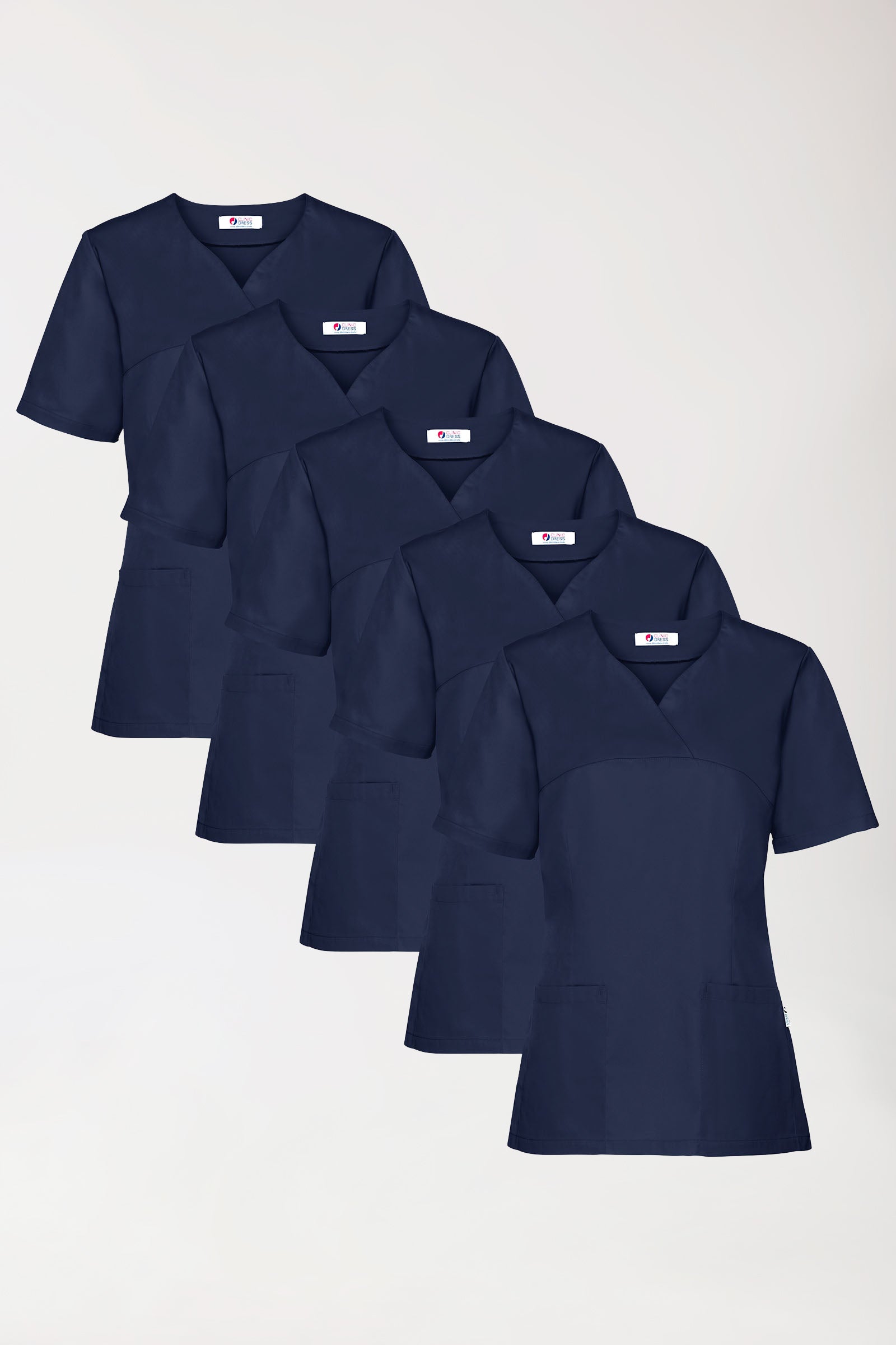CORE Schlupfkasack Damen - 5er-Pack - Herzausschnitt navy