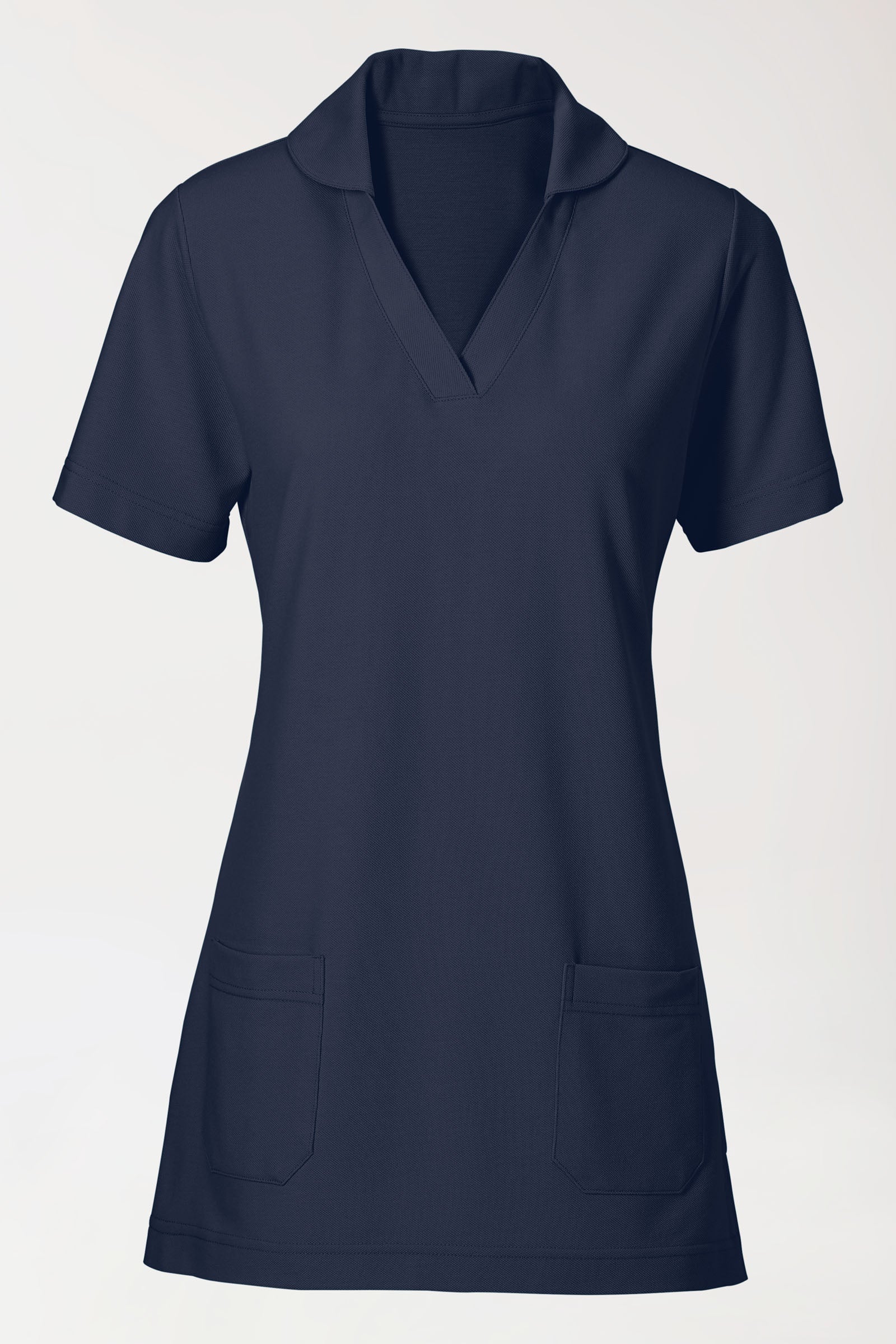 COMFY FLEX Stretch Schlupfkasack Damen - Schalkragen navy, Vorderansicht 