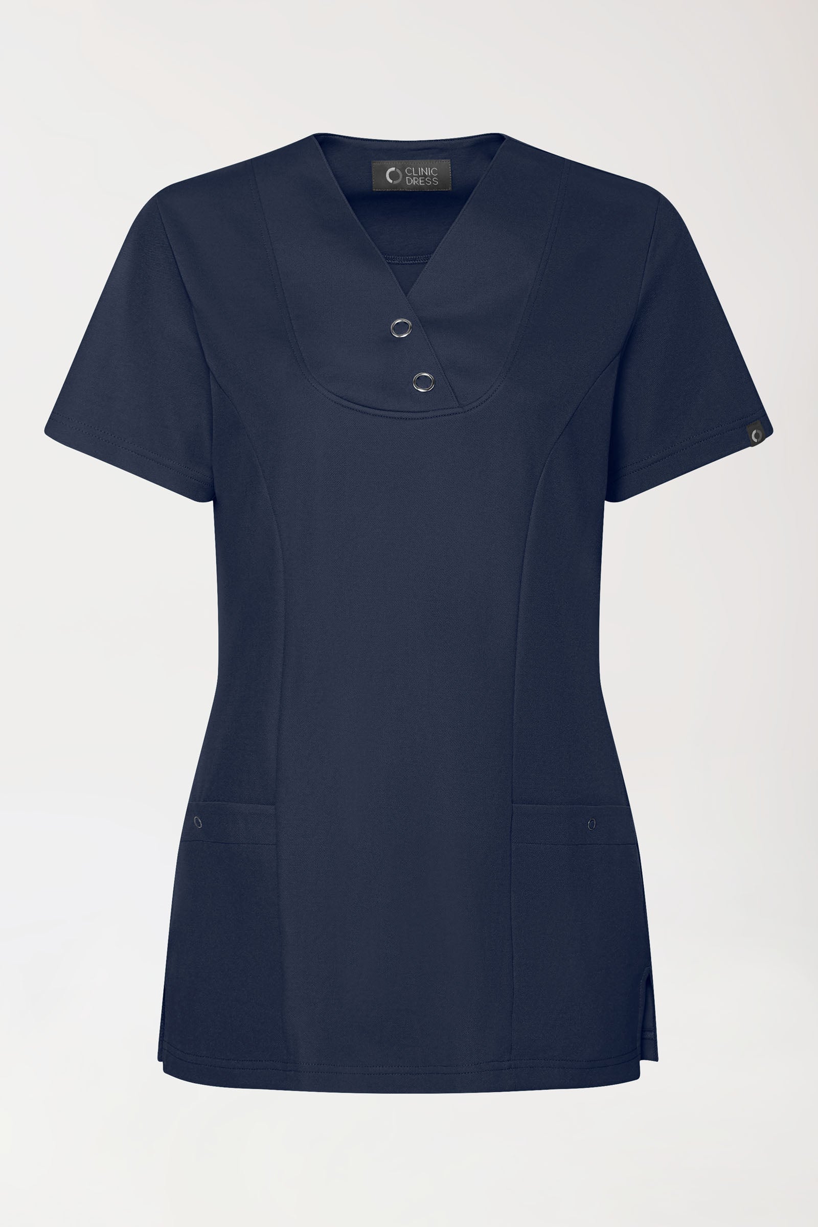 COMFY FLEX Stretch Schlupfkasack Damen - mit Druckknöpfen navy, Vue de face 