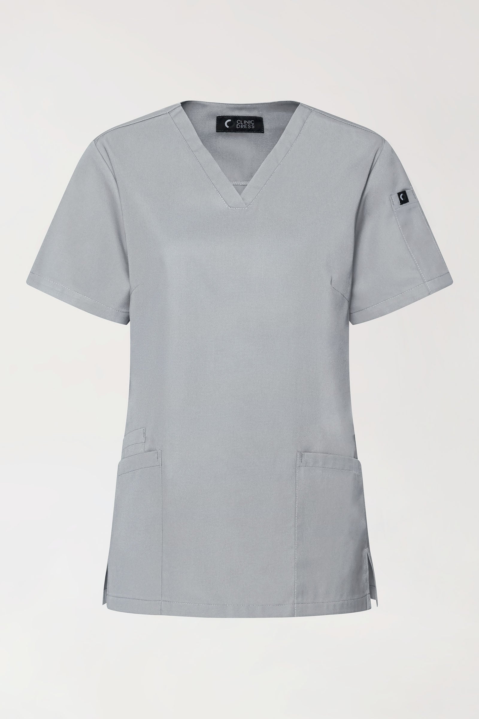 GREEN Stretch Schlupfkasack Damen - V-Ausschnitt perlgrau