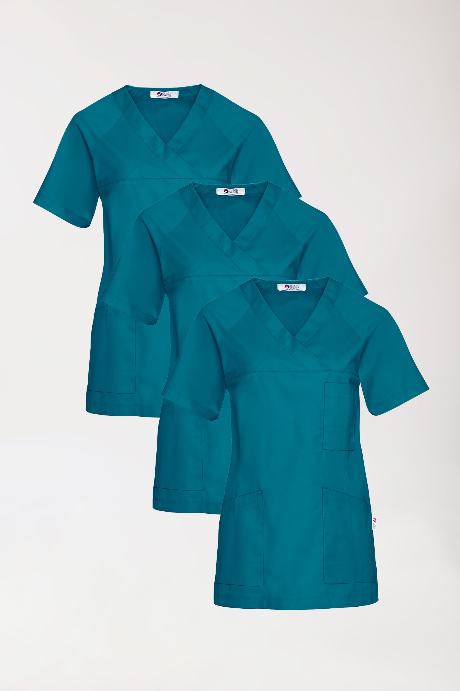 CORE Schlupfkasack Damen - 3er-Pack - V-Ausschnitt petrol