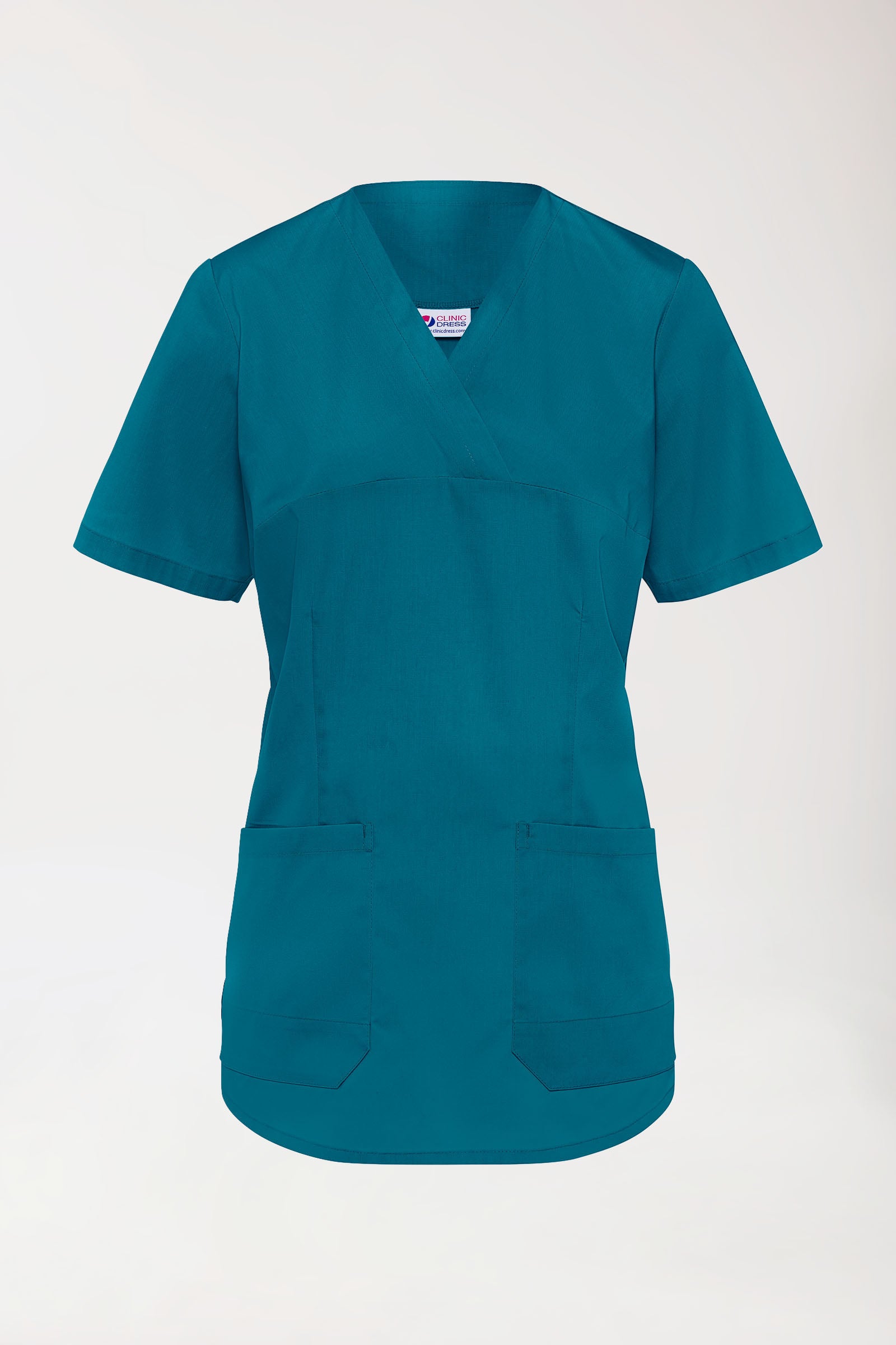 Stretch Schlupfkasack Damen - V-Ausschnitt petrol, Vue de face 