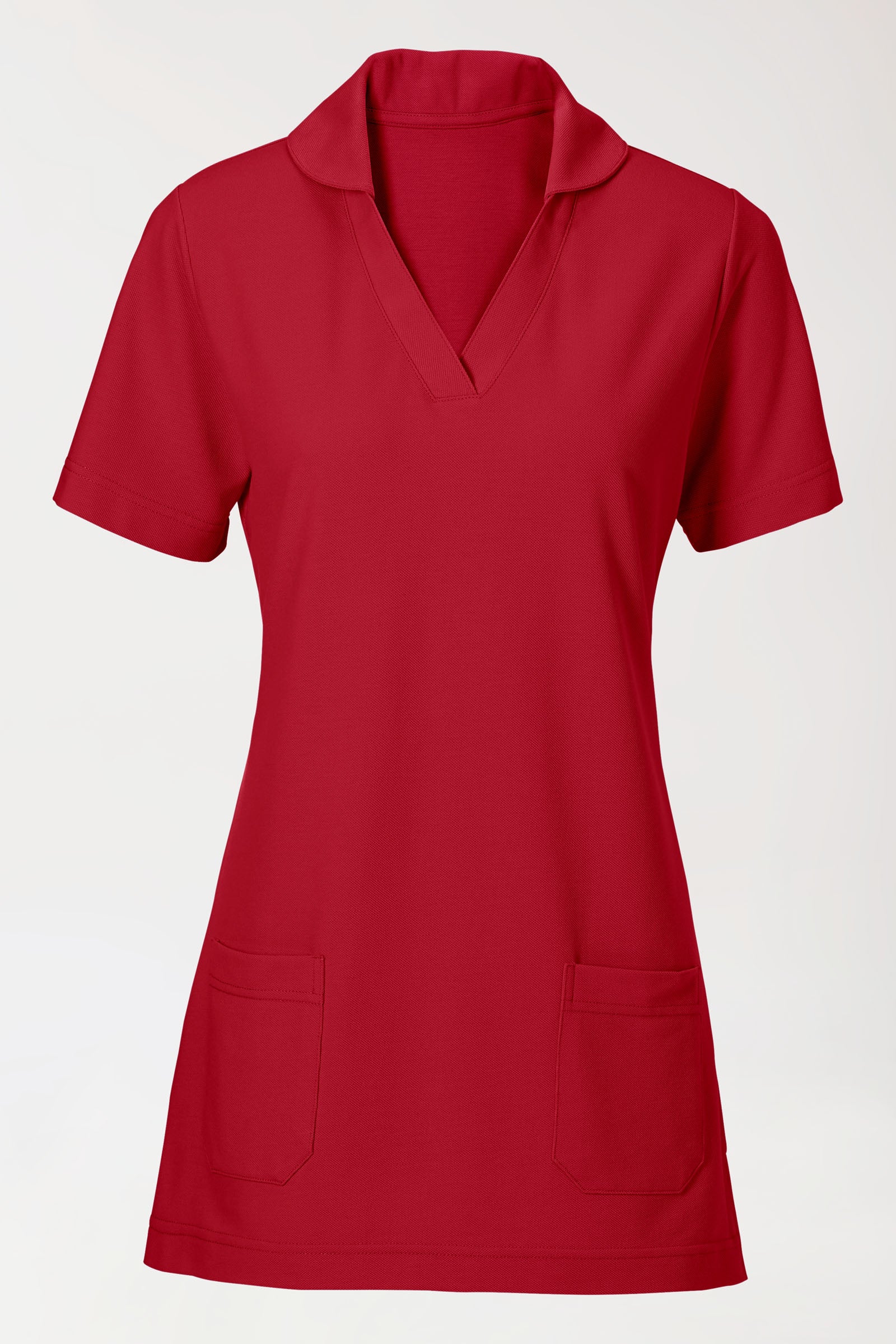 COMFY FLEX Stretch Schlupfkasack Damen - Schalkragen rot, Vorderansicht 