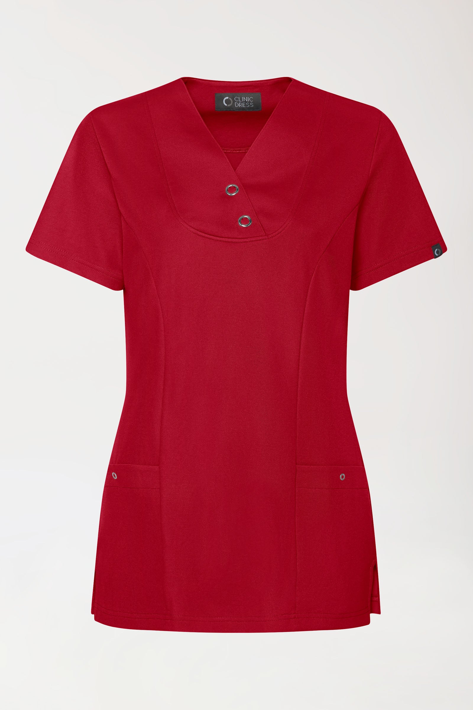 COMFY FLEX Stretch Schlupfkasack Damen - mit Druckknöpfen rot, Vue de face 