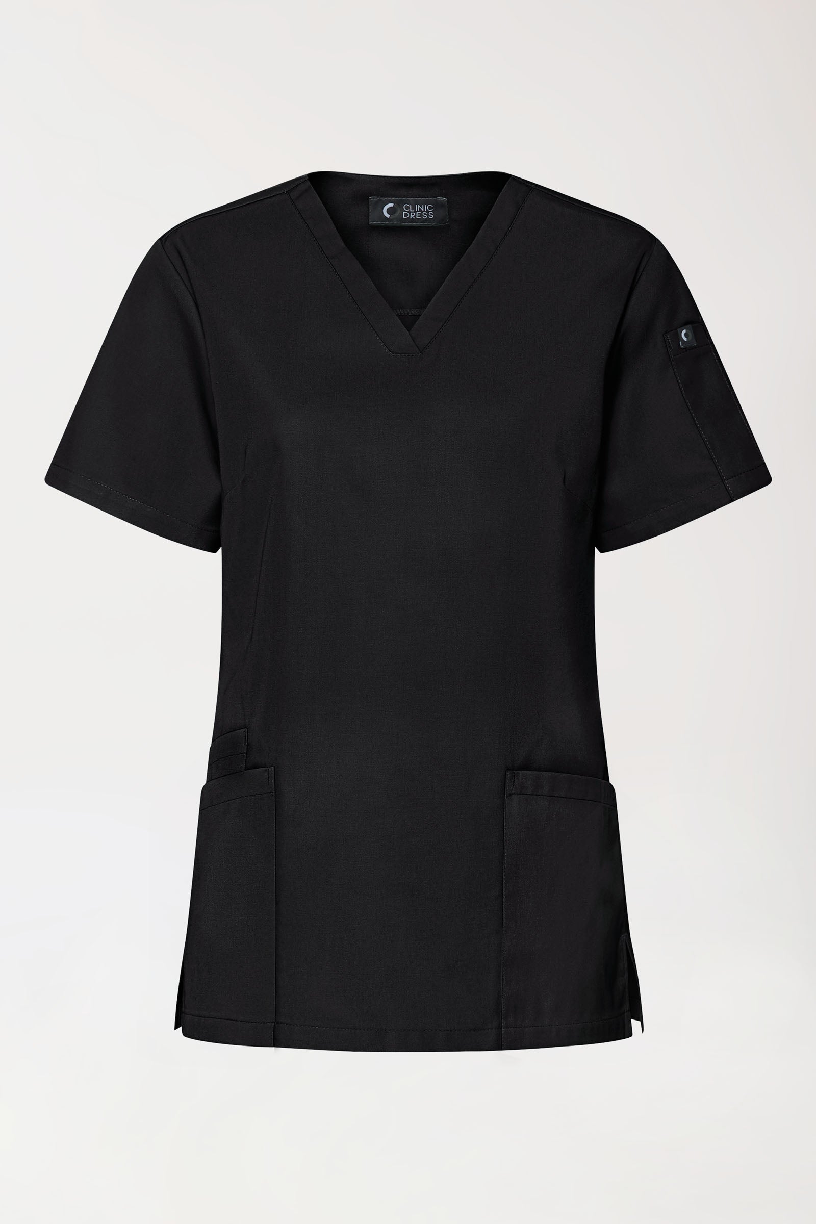 GREEN Stretch Schlupfkasack Damen - V-Ausschnitt schwarz