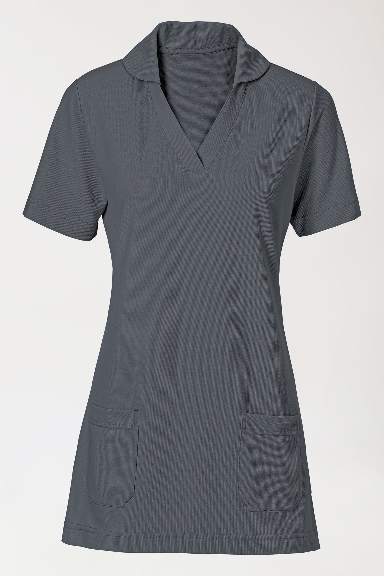 COMFY FLEX Stretch Schlupfkasack Damen - Schalkragen steingrau, Vorderansicht 