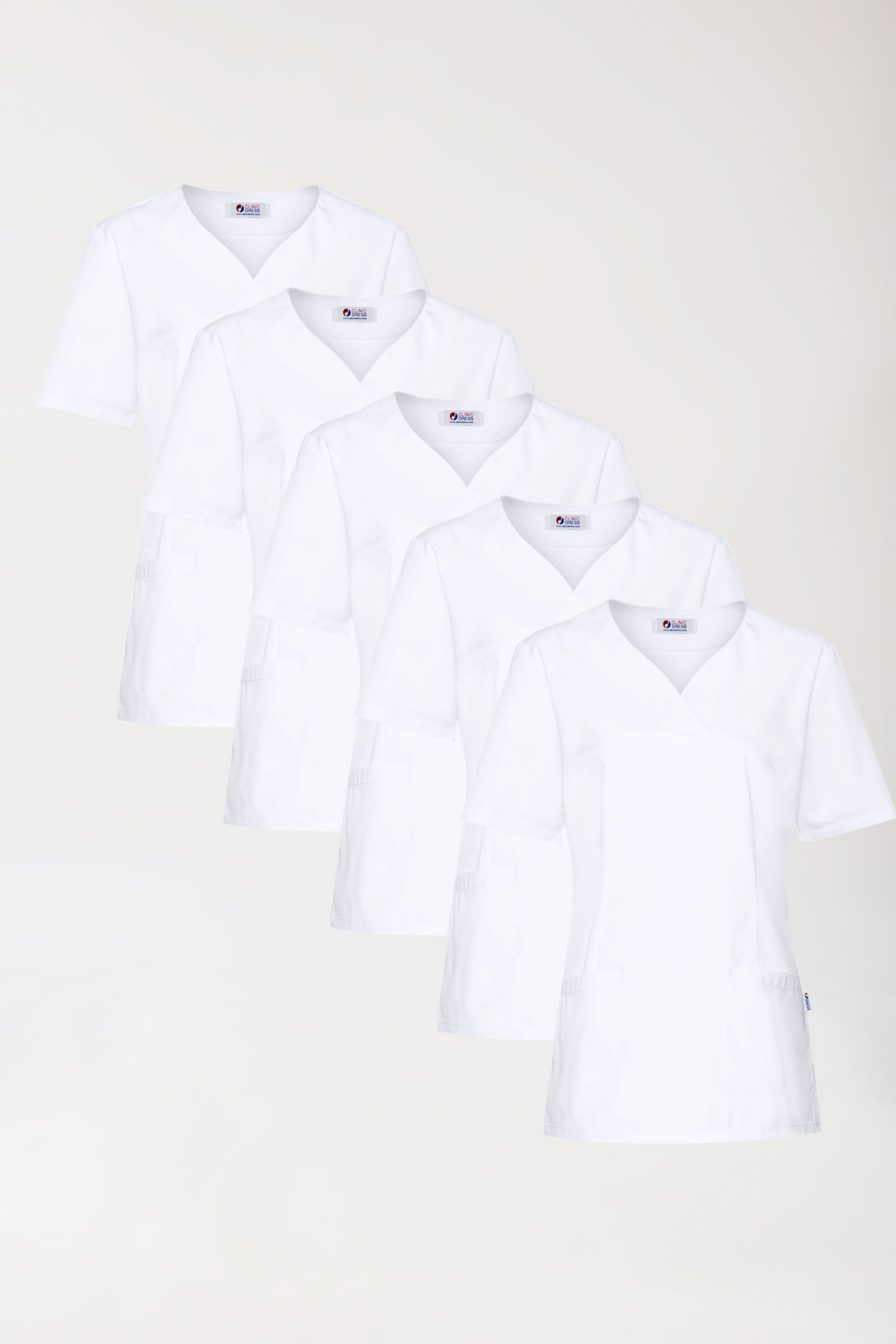 CORE Schlupfkasack Damen - 5er-Pack - Herzausschnitt weiss