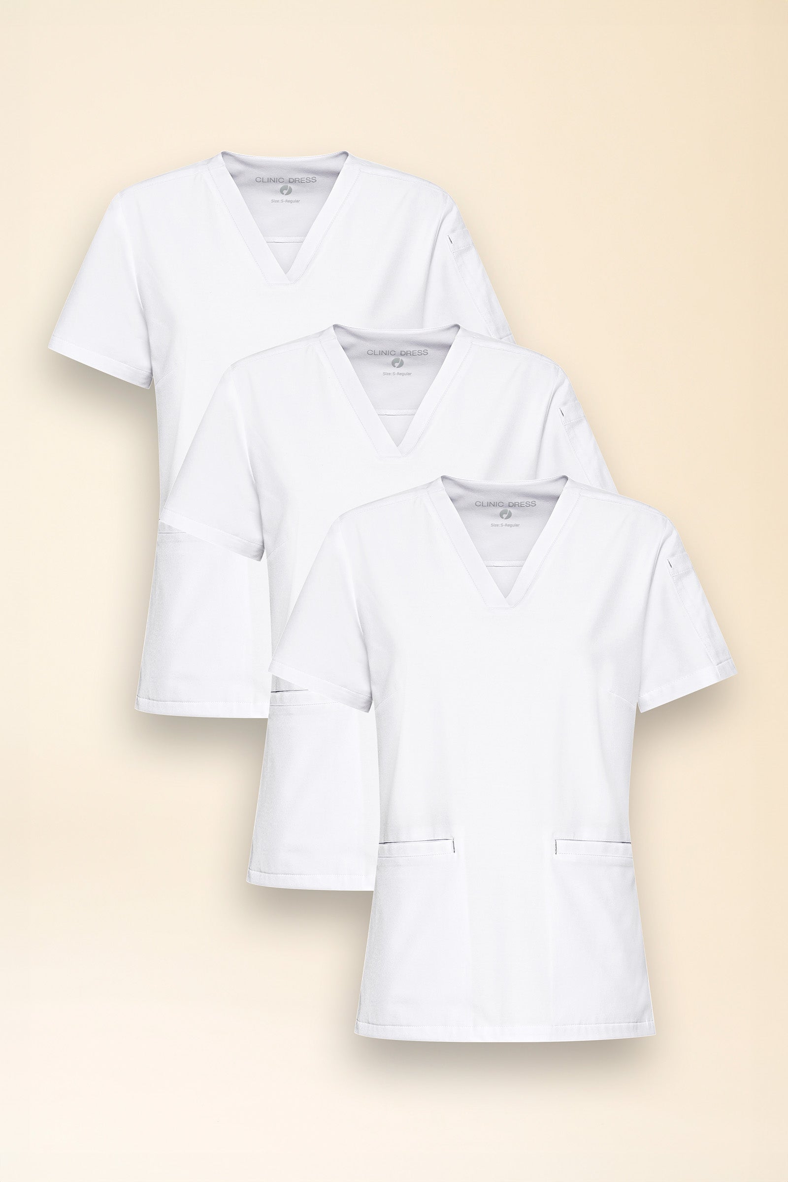 KAERE Schlupfkasack Damen - 3er Pack - V-Ausschnitt weiss