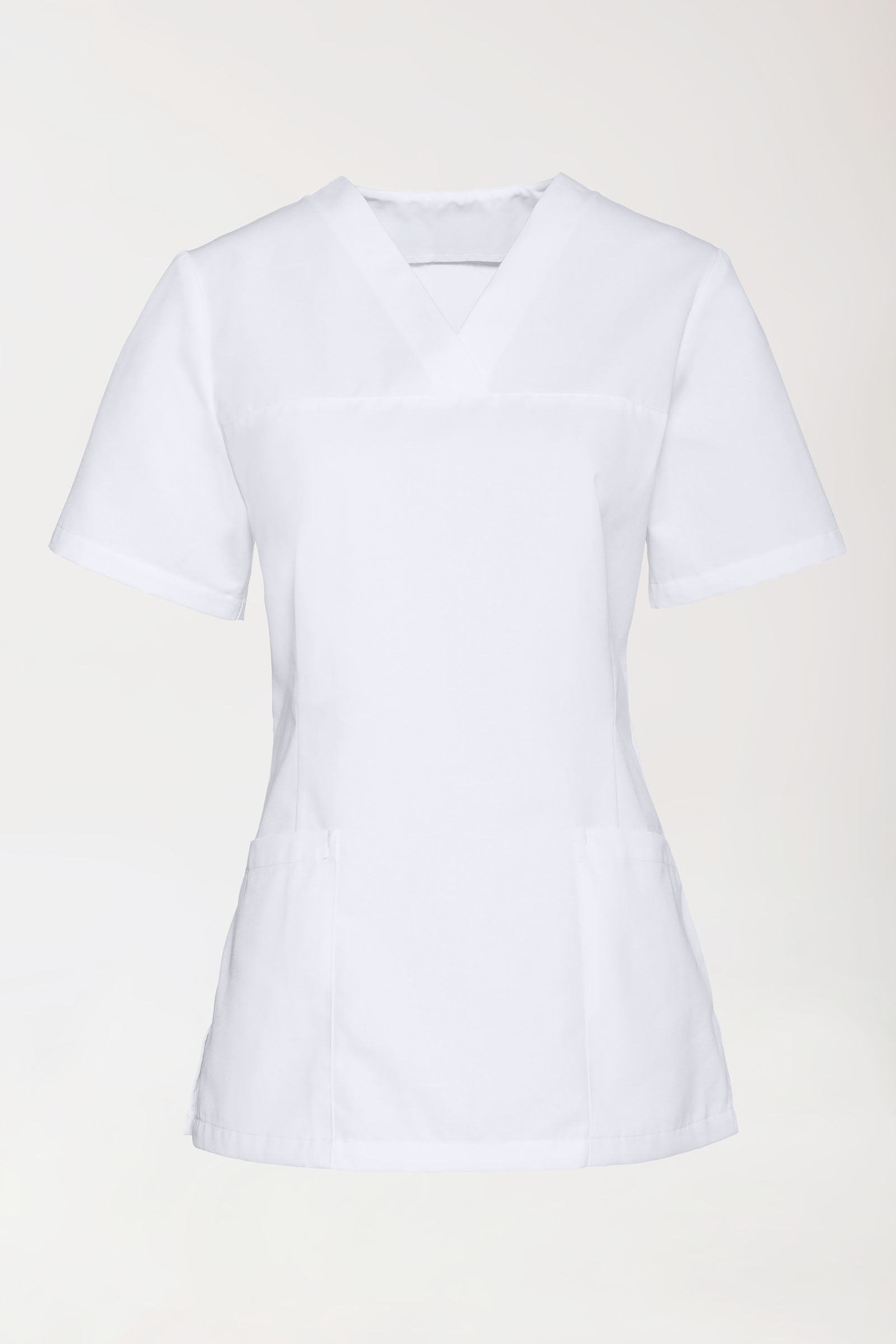 Stretch Schlupfkasack Damen - V-Ausschnitt weiss, Vue de face 