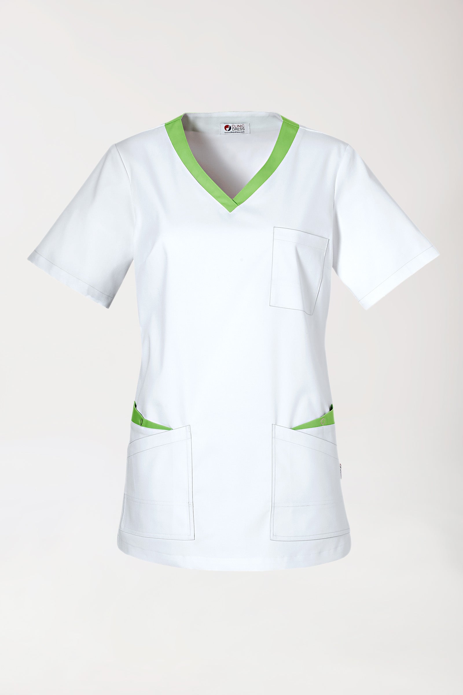 CLINIC STRETCH Schlupfkasack Damen - 1/2 Arm weiss/apfelgrün