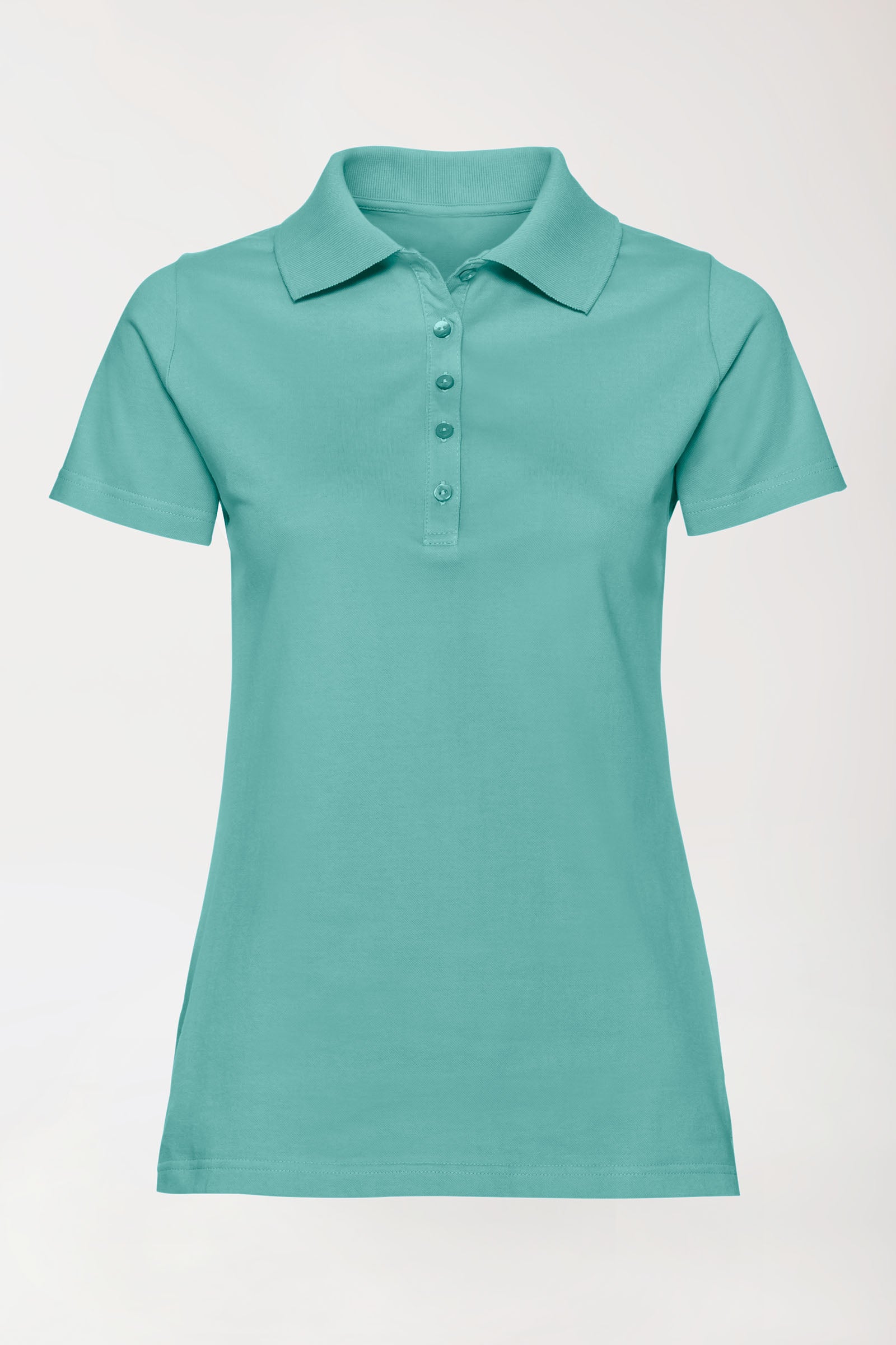 Stretch Shirt Damen - Polokragen aqua green, Vue de face 