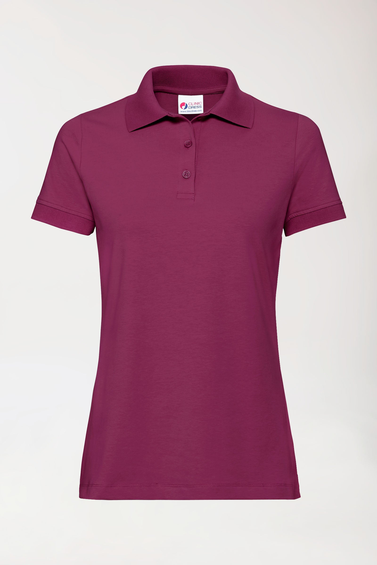 Stretch Shirt Damen - Polokragen - Knopfleiste berry, Vorderansicht 