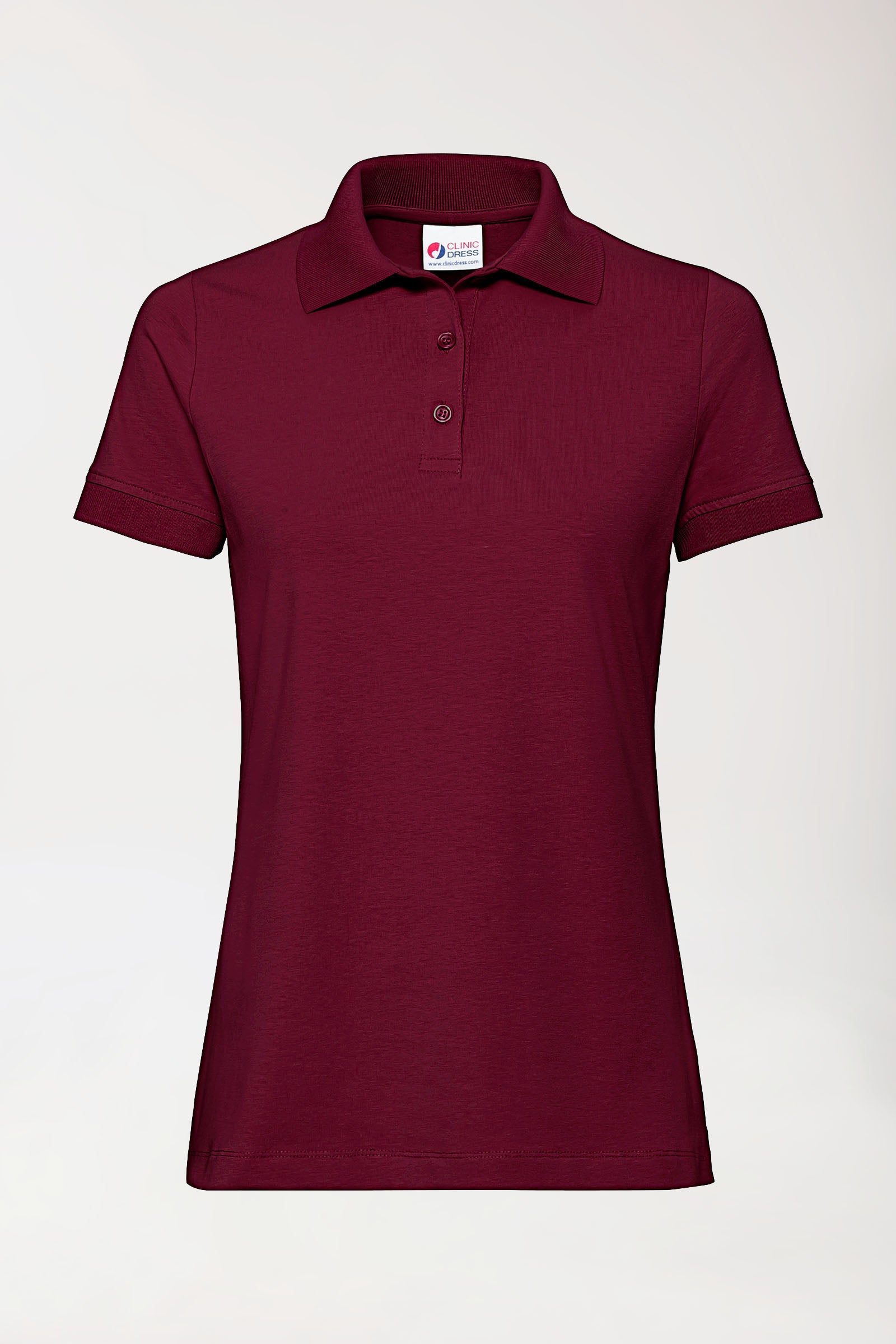 Stretch Shirt Damen - Polokragen - Knopfleiste bordeaux, Vorderansicht 