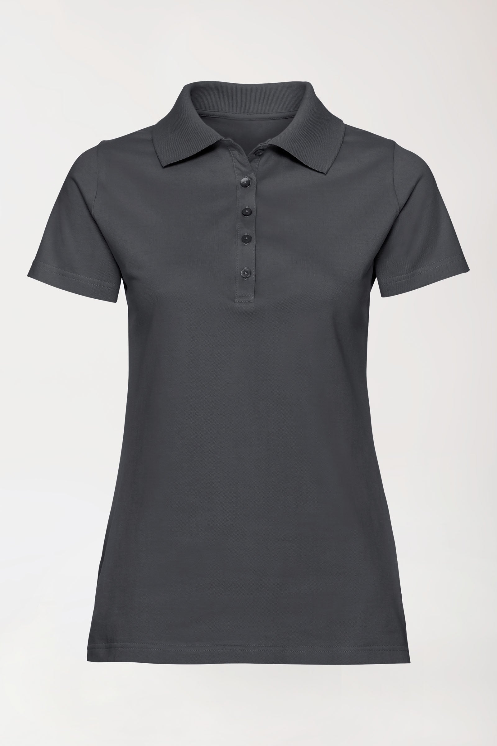 Stretch Shirt Damen - Polokragen erzgrau