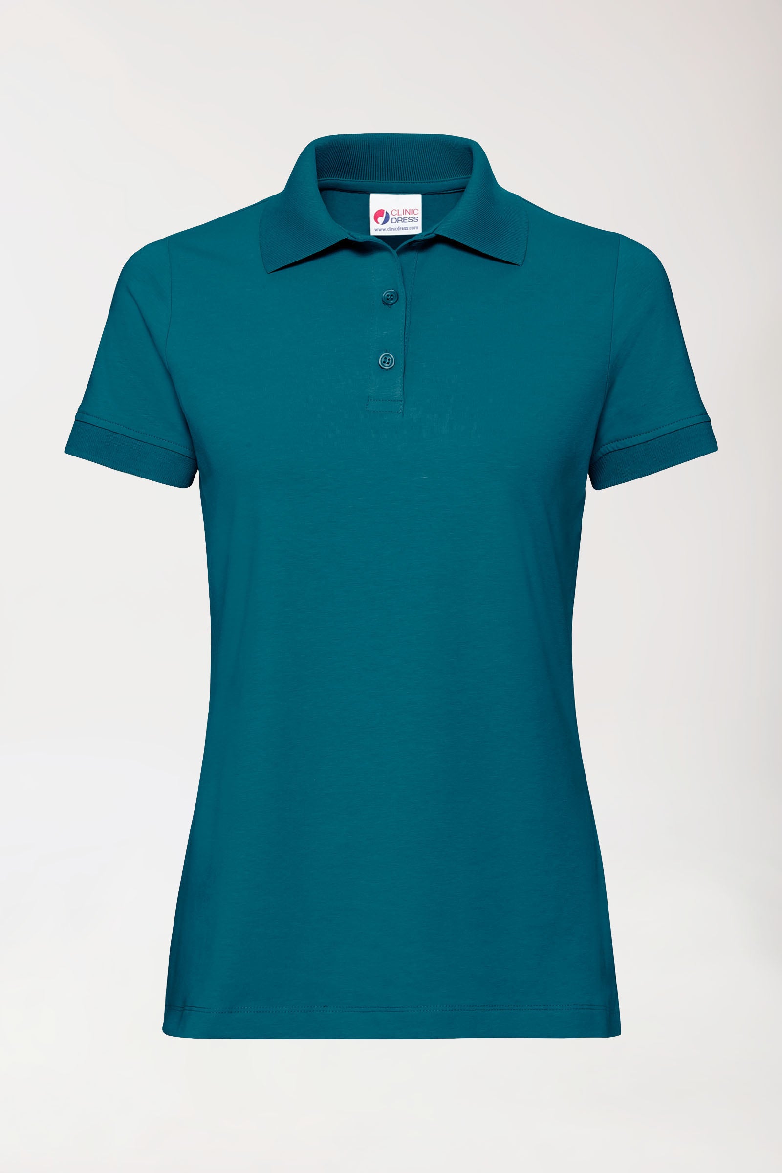 Stretch Shirt Damen - Polokragen - Knopfleiste petrol, Vue de face 