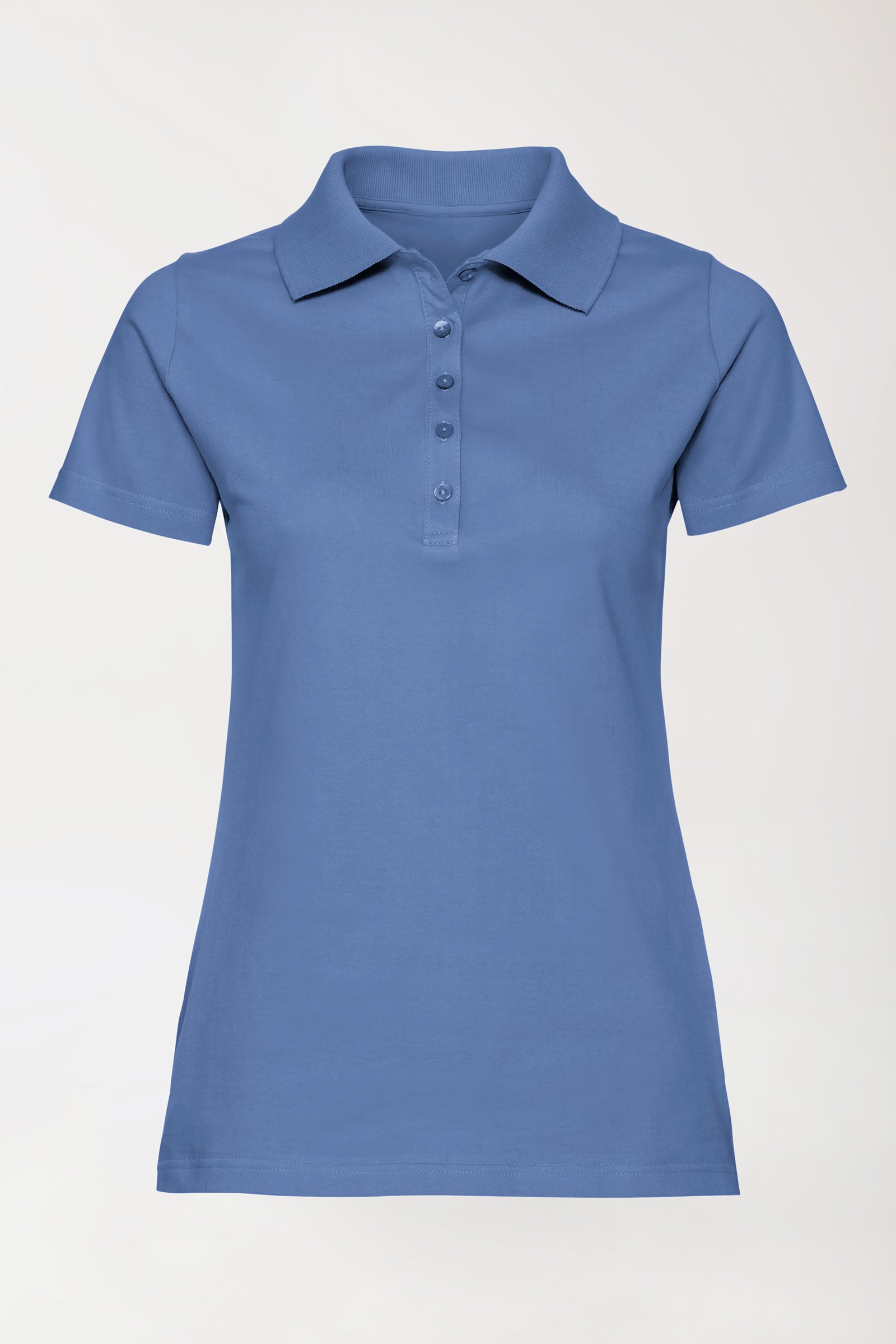 Stretch Shirt Damen - Polokragen petrolblau