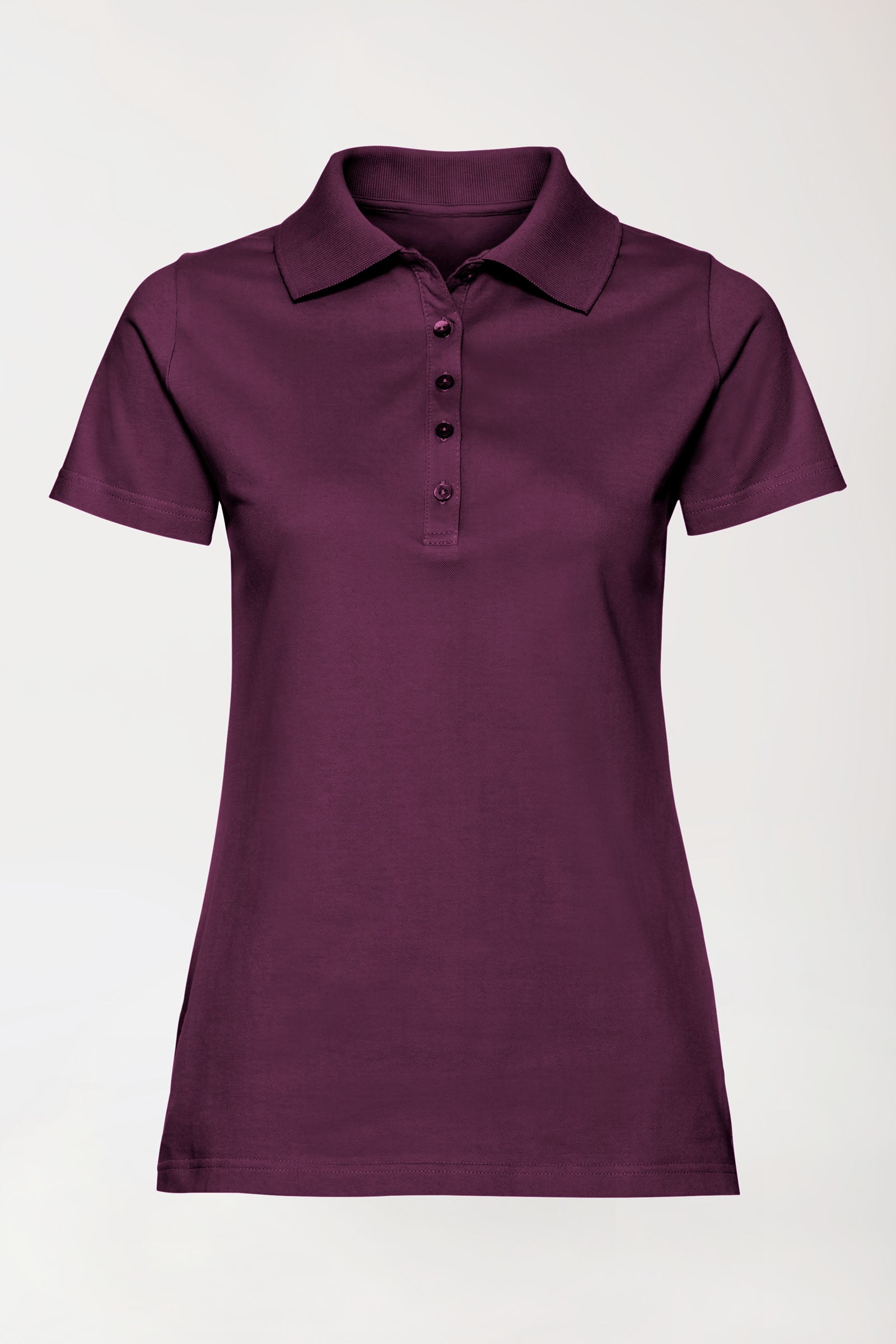 Stretch Shirt Damen - Polokragen pflaume, Vorderansicht 
