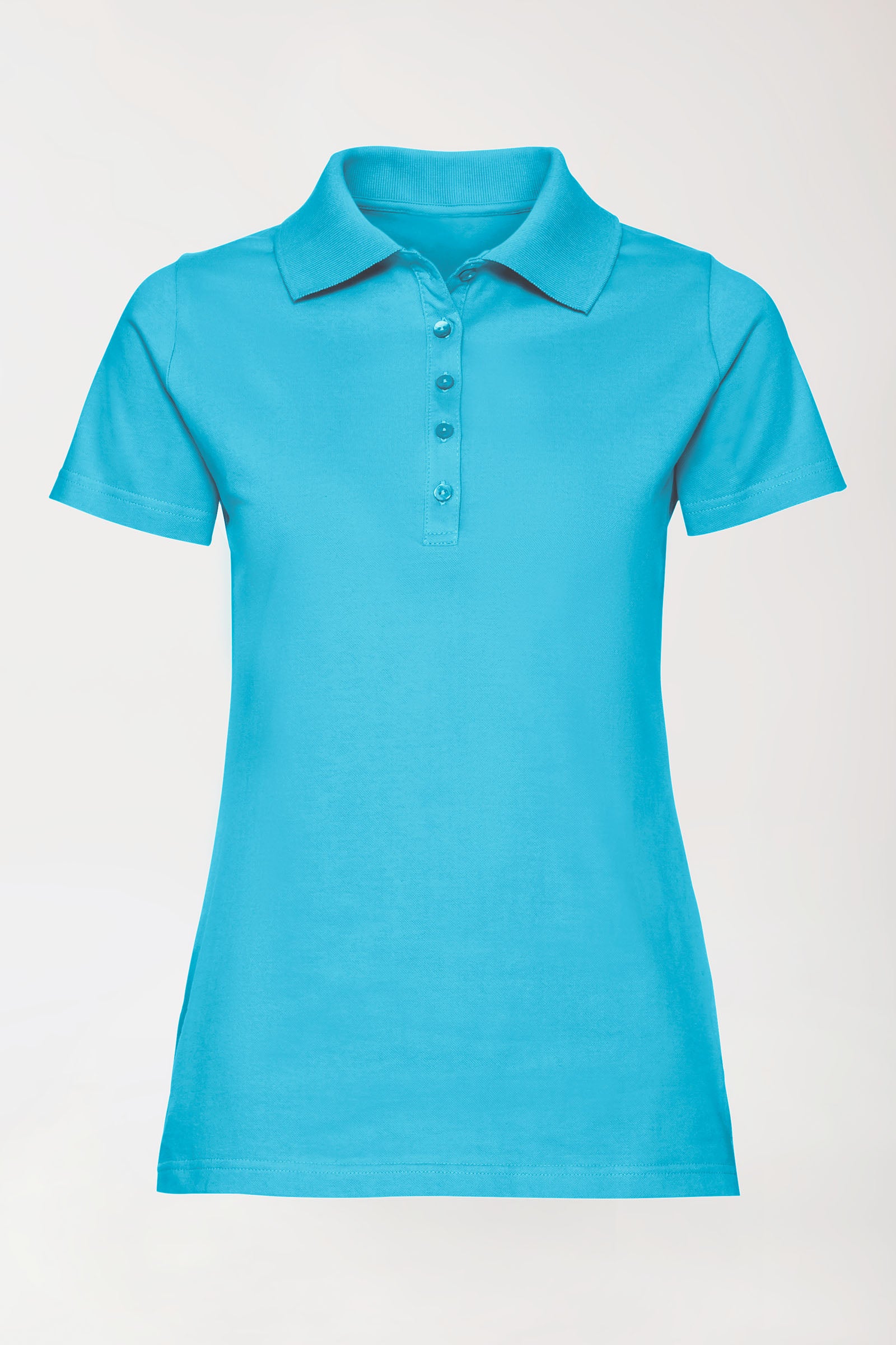 Stretch Shirt Damen - Polokragen türkis
