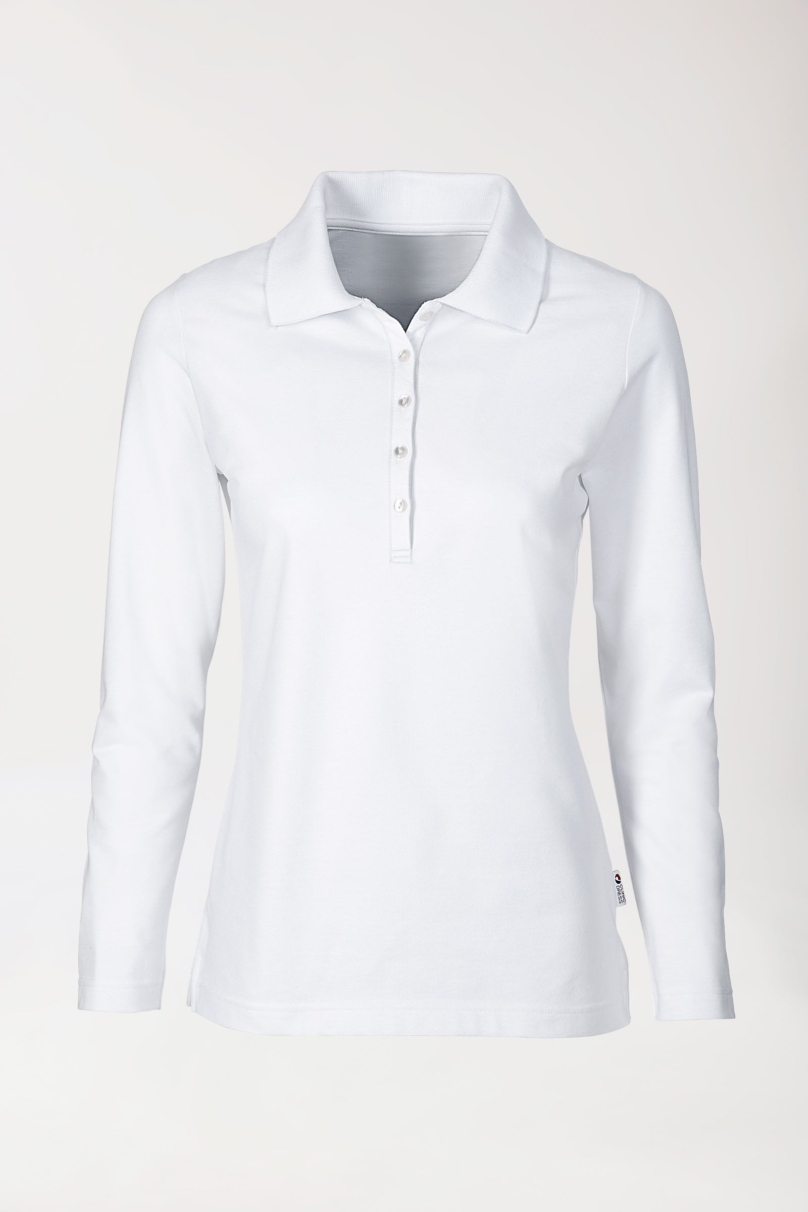 Stretch Shirt Damen - 1/1 Arm mit Polokragen weiss