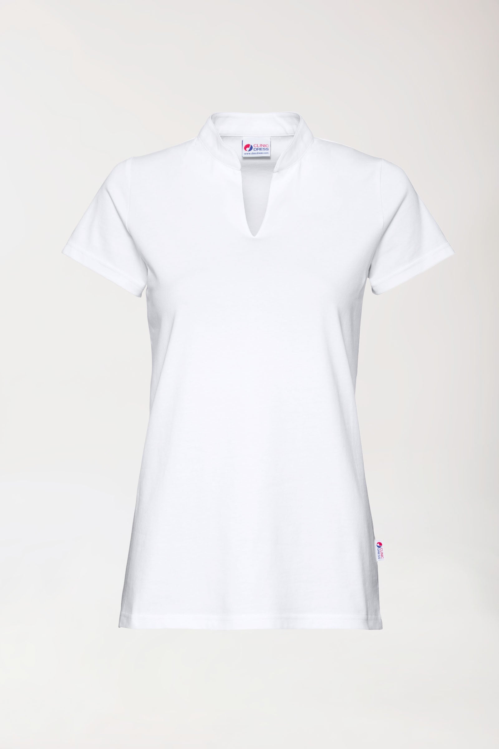 Stretch Shirt Damen - Stehkragen weiss, Vorderansicht 