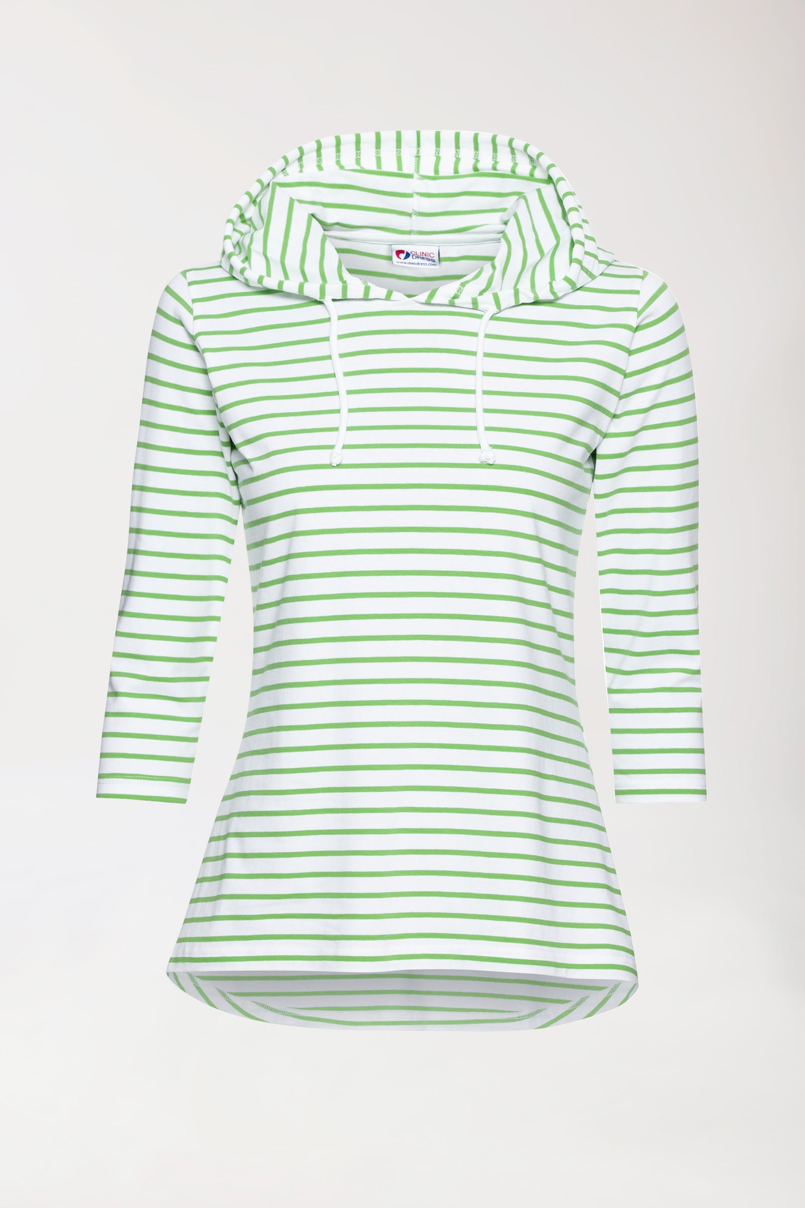 Kapuzenshirt Damen - 3/4 Arm weiss/apfelgrün