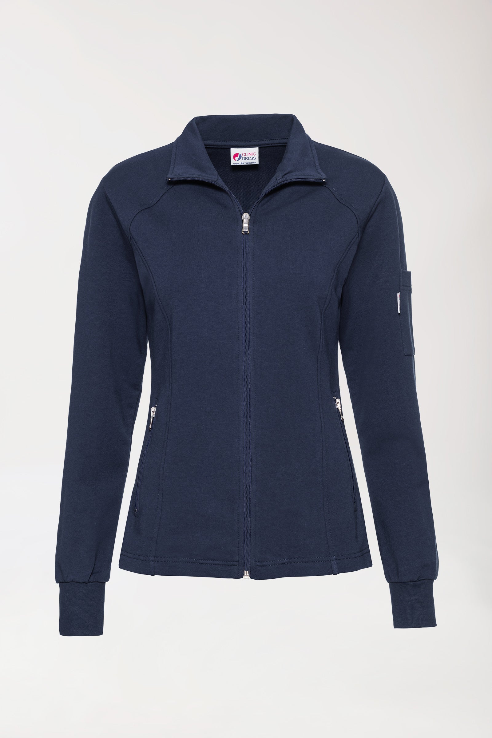 Sweatjacke Damen - Stehkragen navy, Vorderansicht 