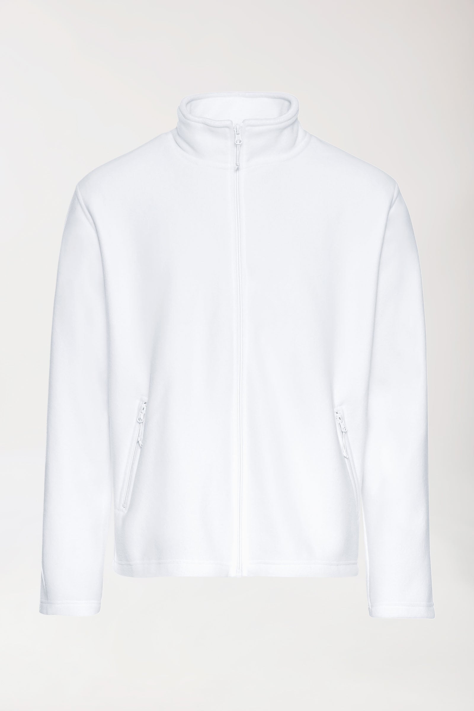Fleecejacke Herren - Stehkragen weiss, Vorderansicht 