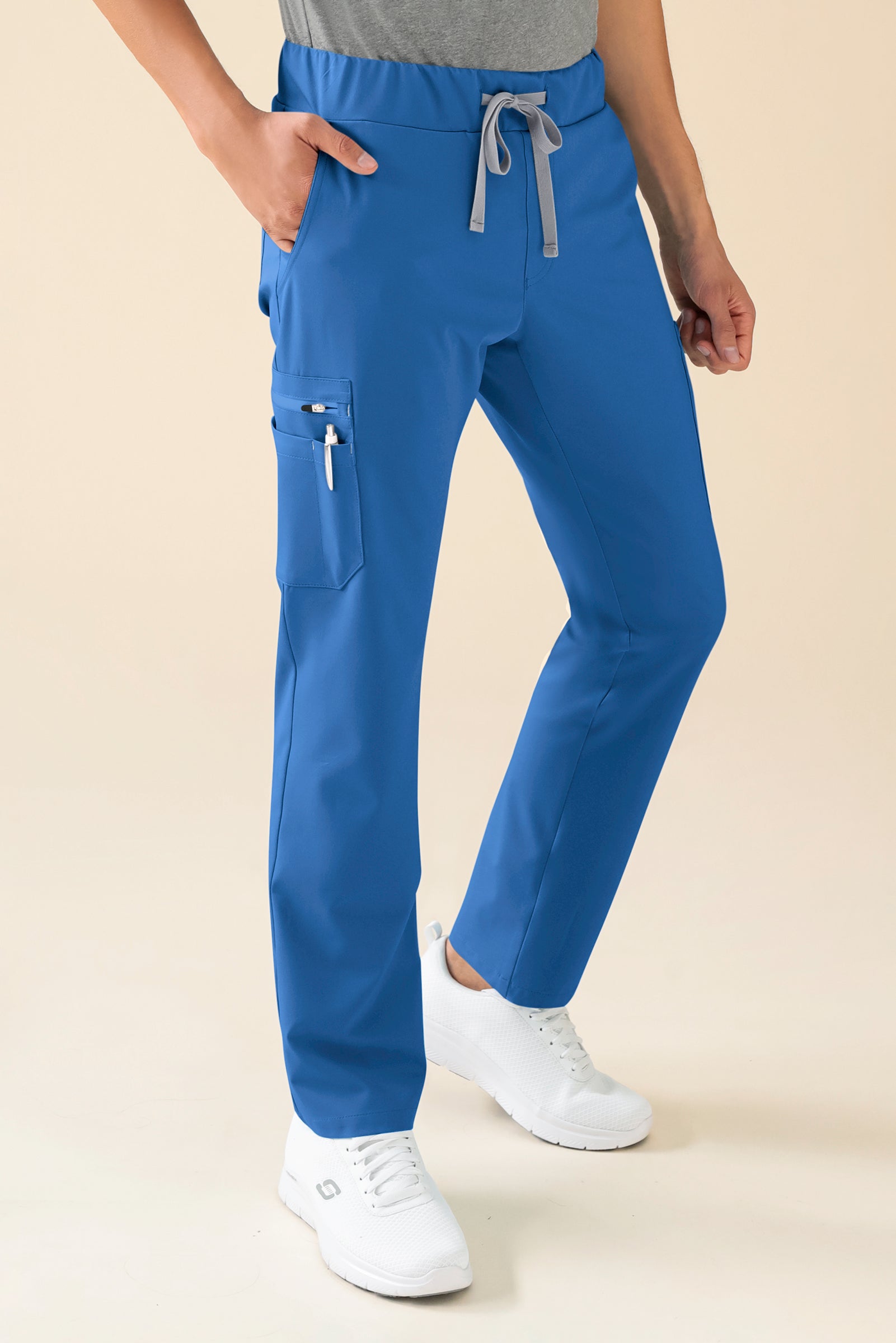 KAERE Hose Herren - gerader Saum mit Beintaschen blau, Vue de face 