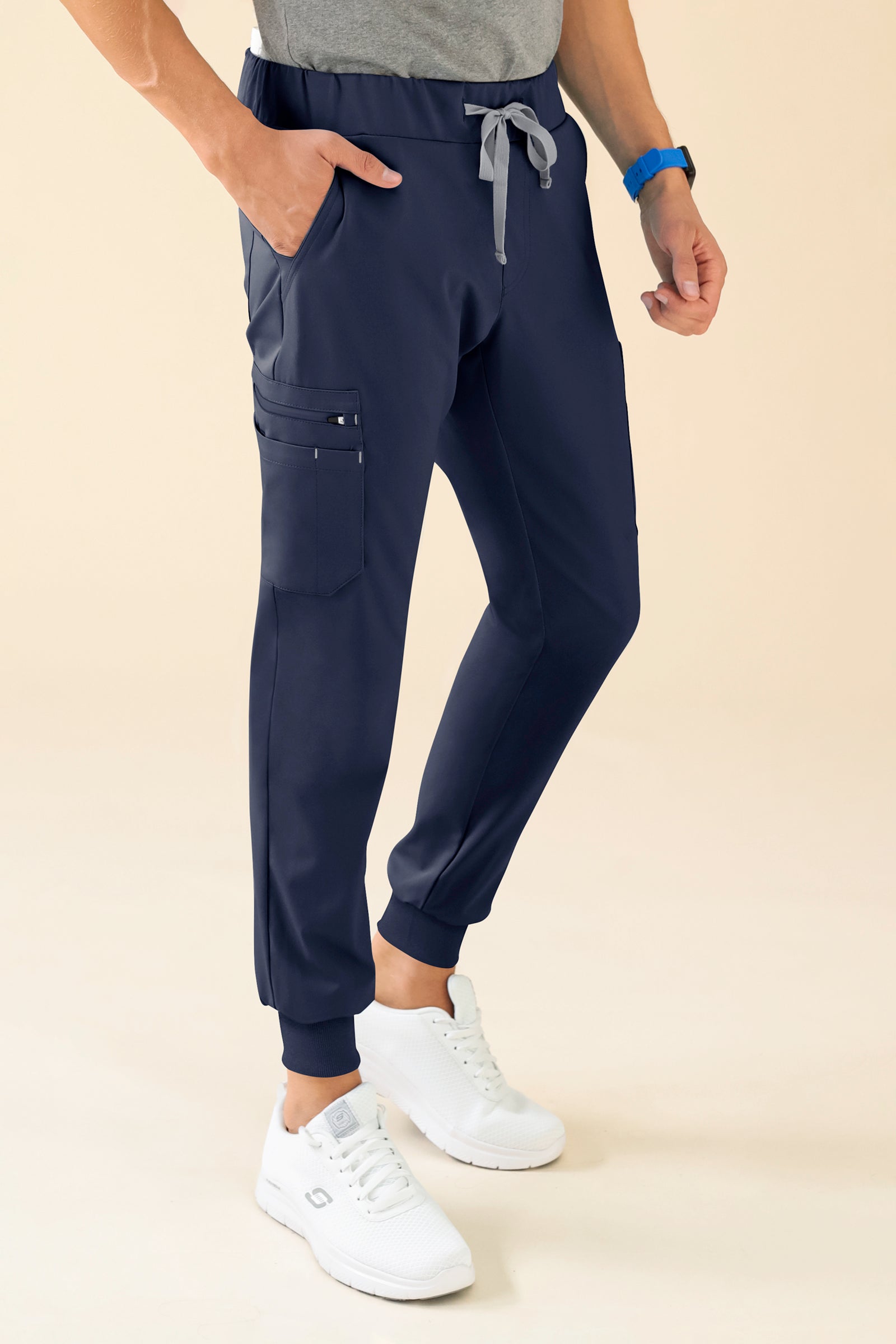 KAERE Hose Herren - Saumbündchen mit Beintaschen navy