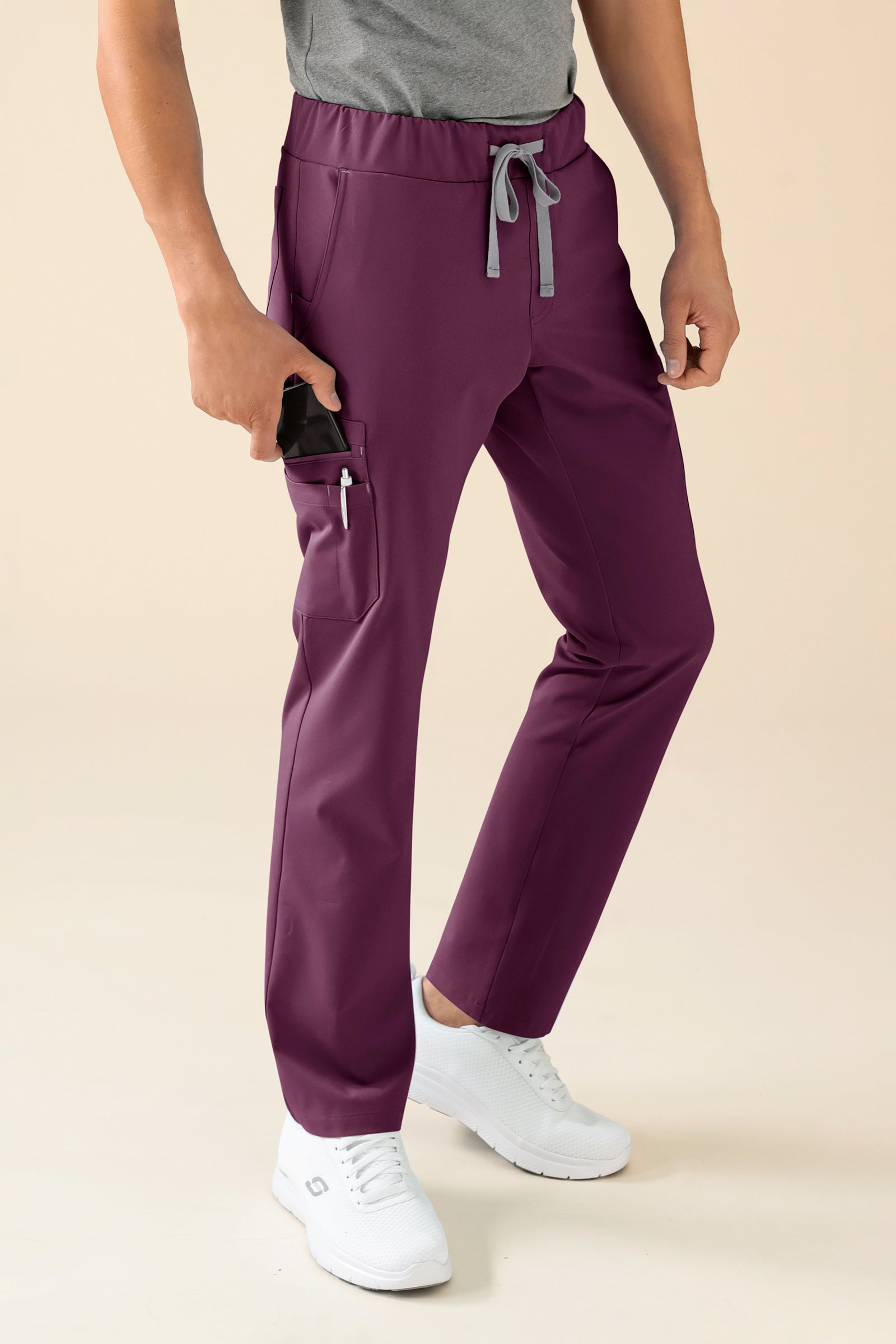 KAERE Hose Herren - gerader Saum mit Beintaschen pflaume