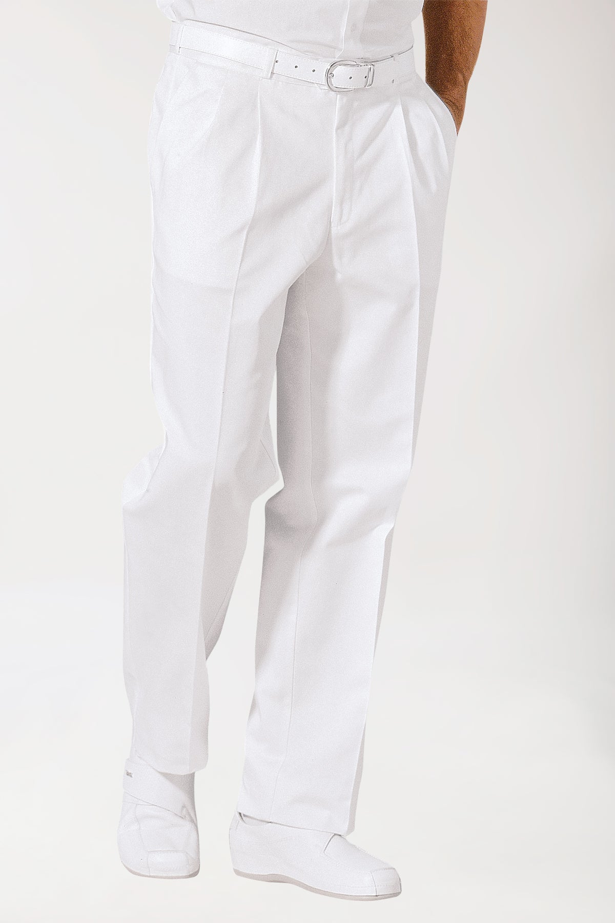 Bundfaltenhose Weiss, Vorderansicht 