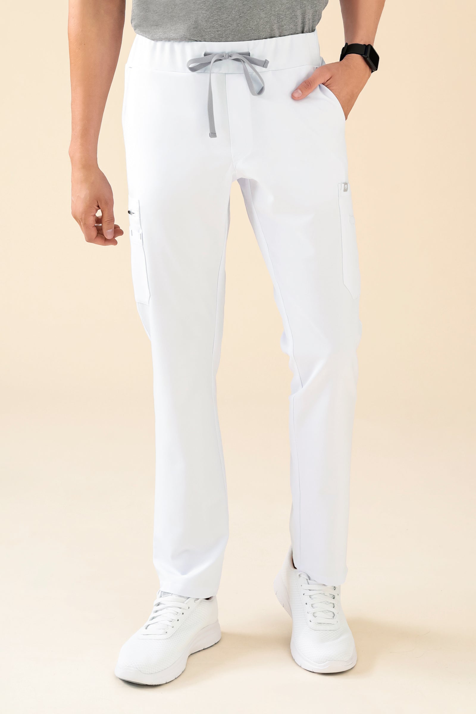 KAERE Hose Herren - gerader Saum mit Beintaschen weiss