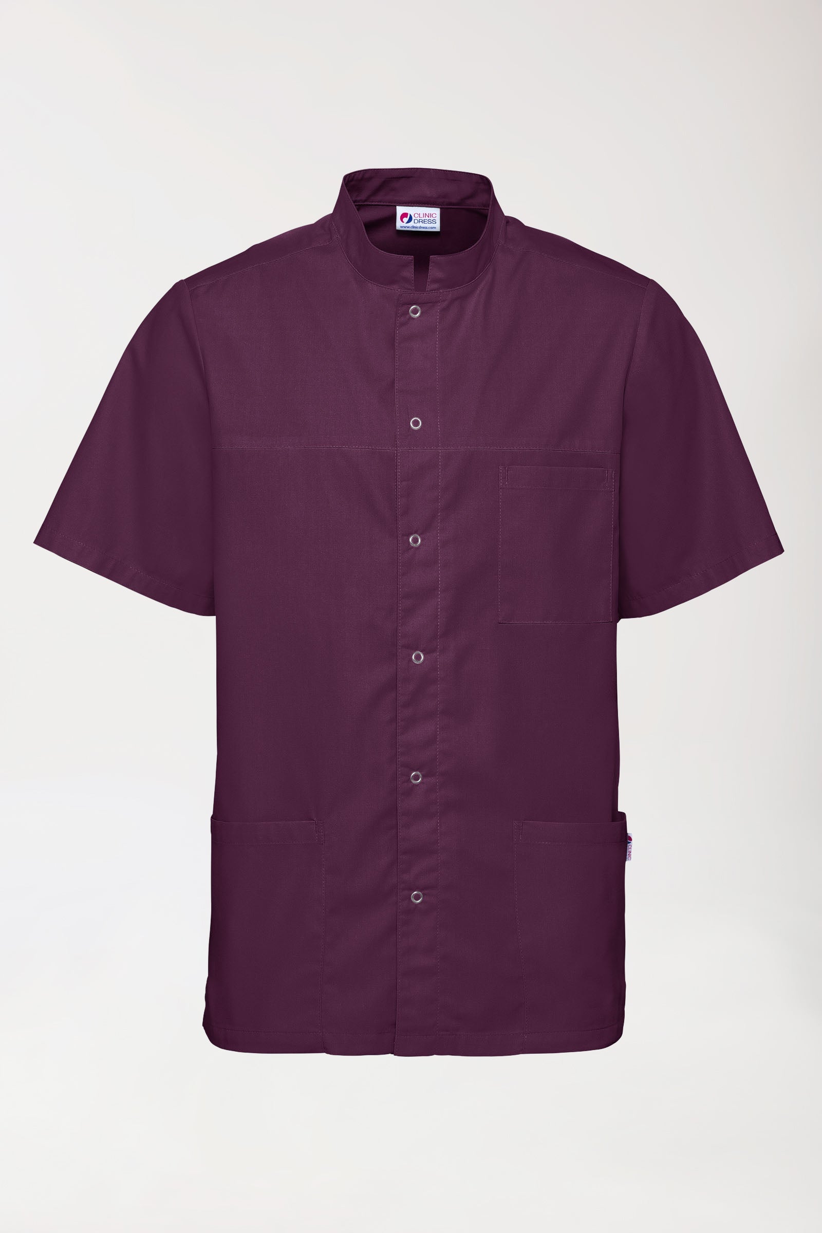 Stretch Kasack Herren - durchgeknöpft pflaume