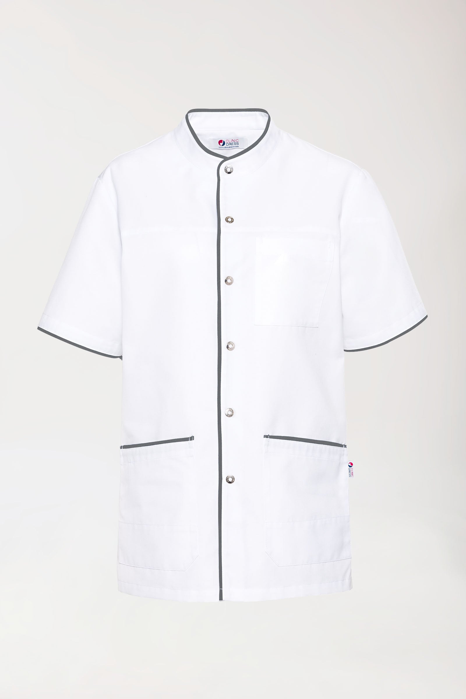 Beauty Kasack Herren - durchgeknöpft weiss/anthrazit