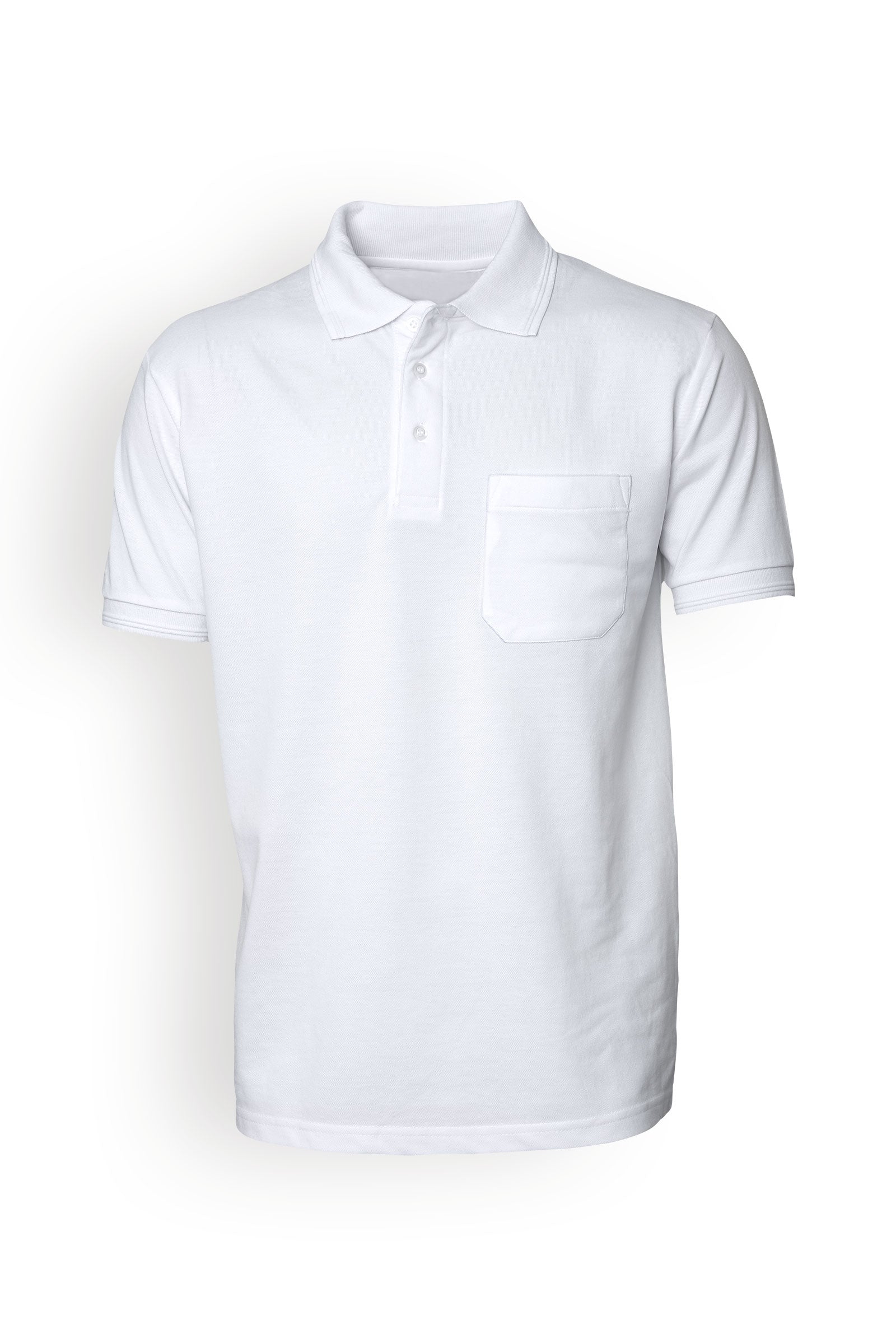 Piqué Shirt Herren Industriewäsche geeignet nach EN ISO 15797 - Polokragen weiss, Vorderansicht 