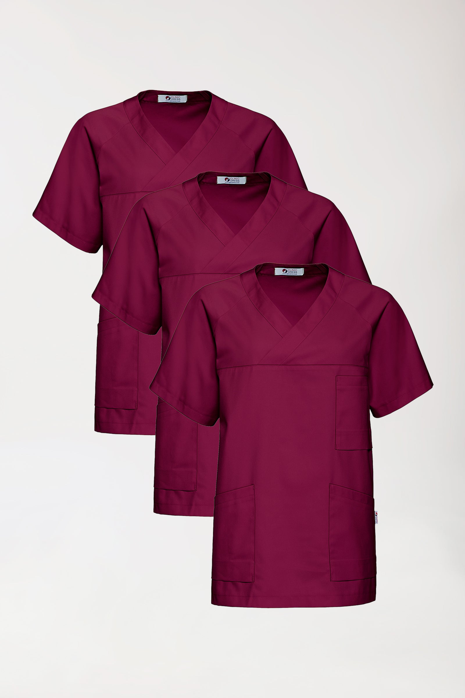 CORE Schlupfkasack Herren - 3er-Pack - V-Ausschnitt bordeaux