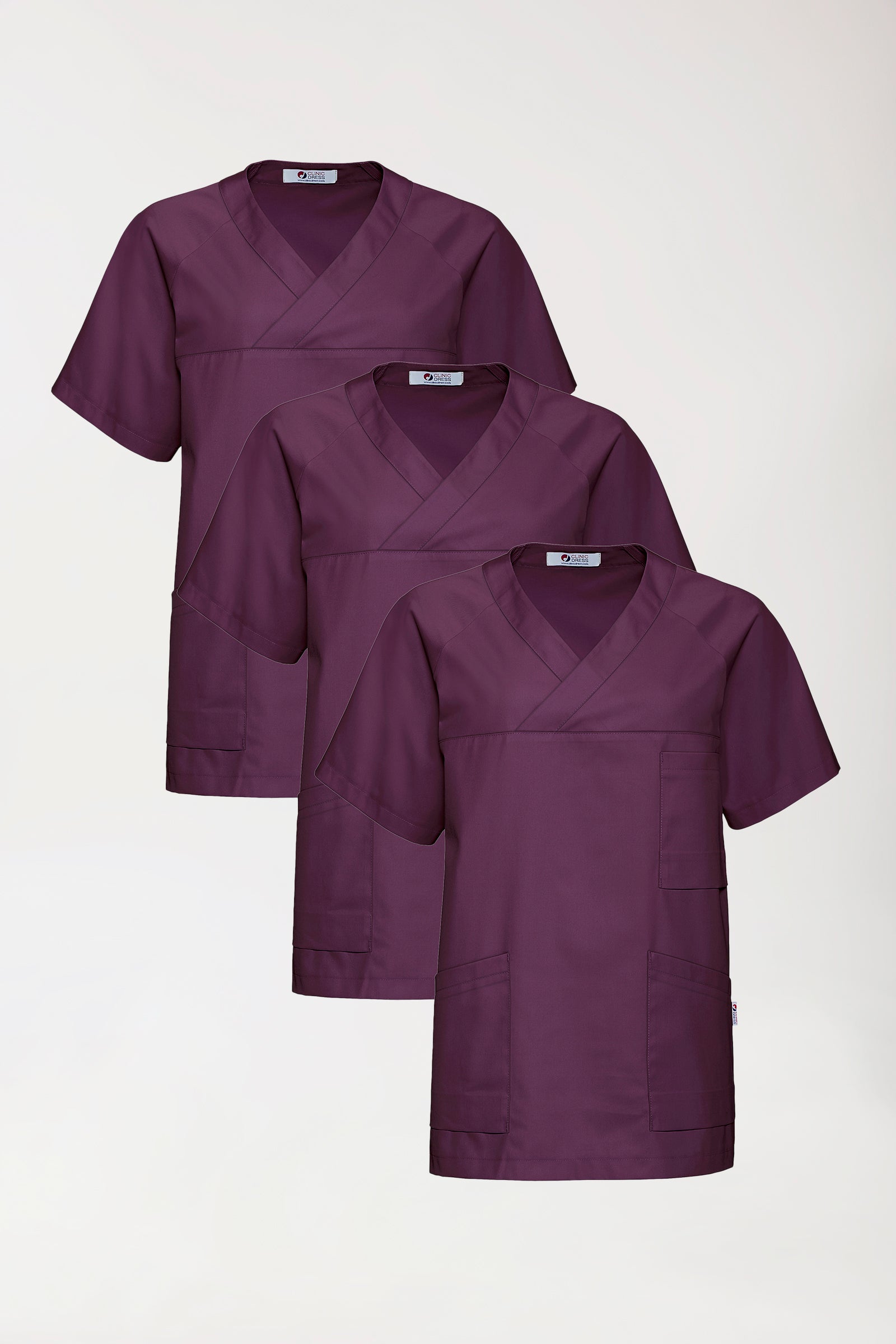 CORE Schlupfkasack Herren - 3er-Pack - V-Ausschnitt pflaume