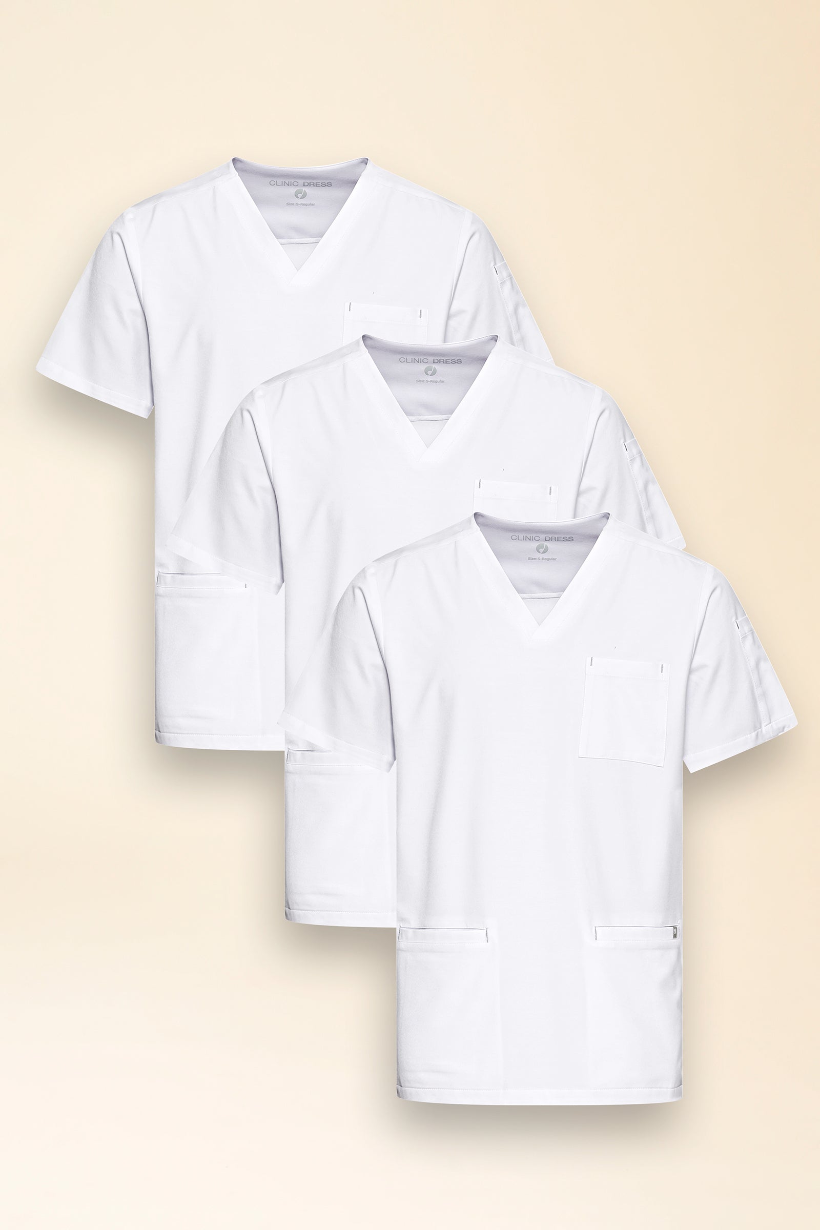 KAERE Schlupfkasack Herren - 3er Pack - V-Ausschnitt weiss