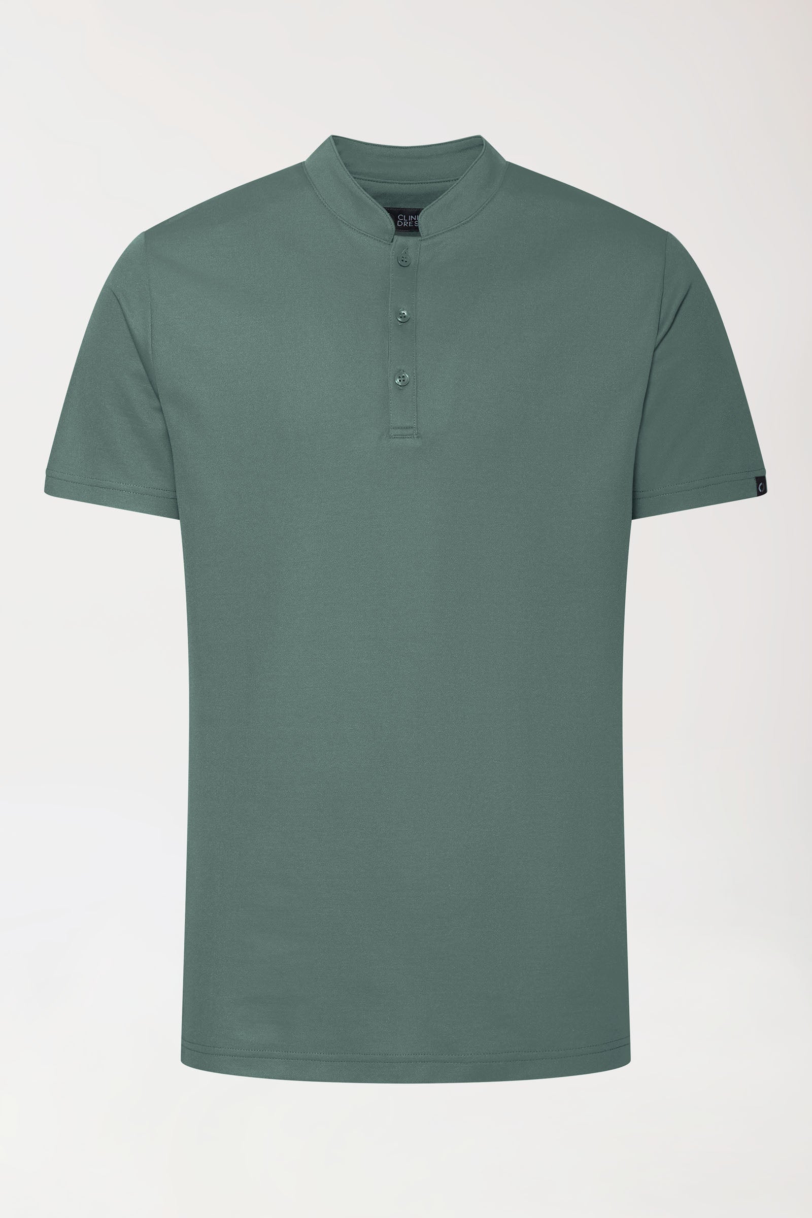 COMFY FLEX Stretch Shirt Herren - Stehkragen dunkelgrün, Vorderansicht 