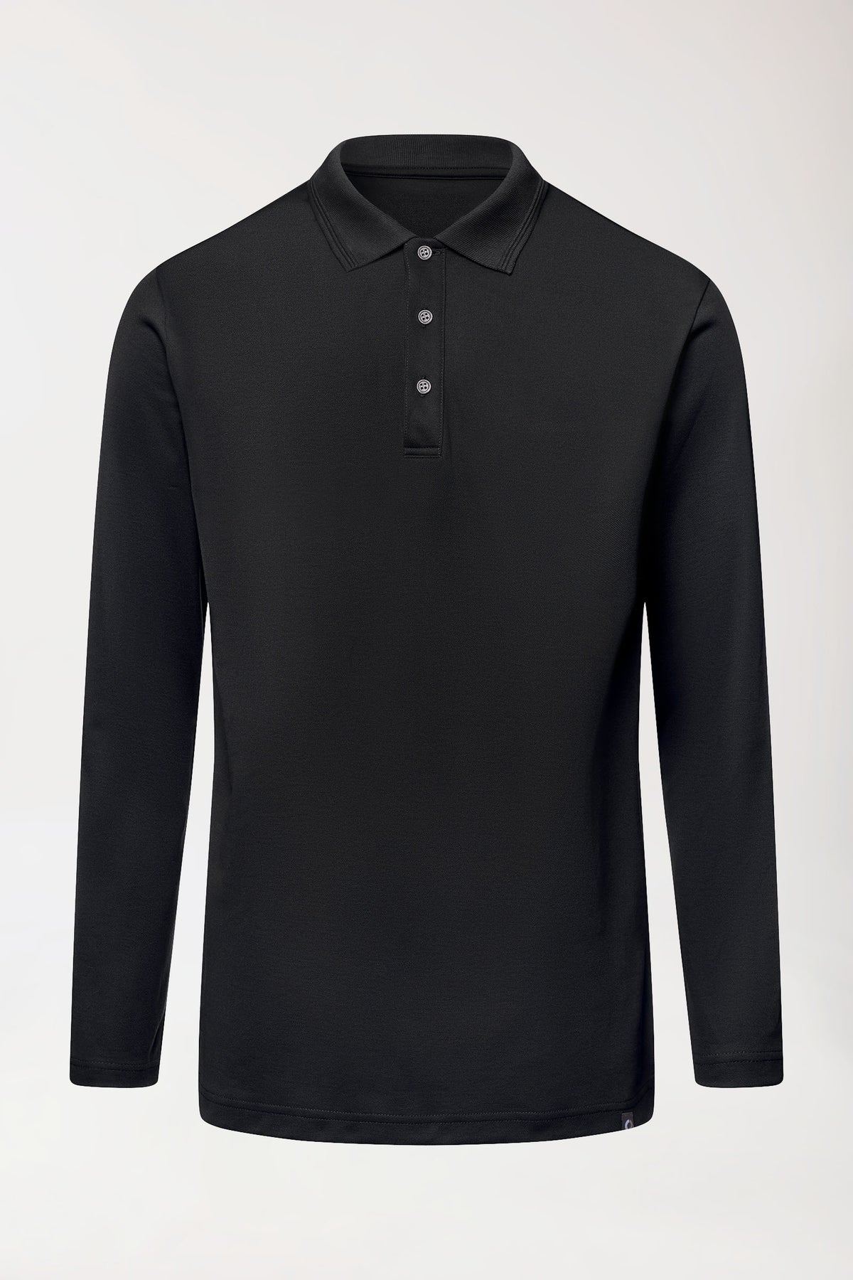 COMFY FLEX Stretch Longsleeve Herren - Polokragen schwarz, Vue de face 