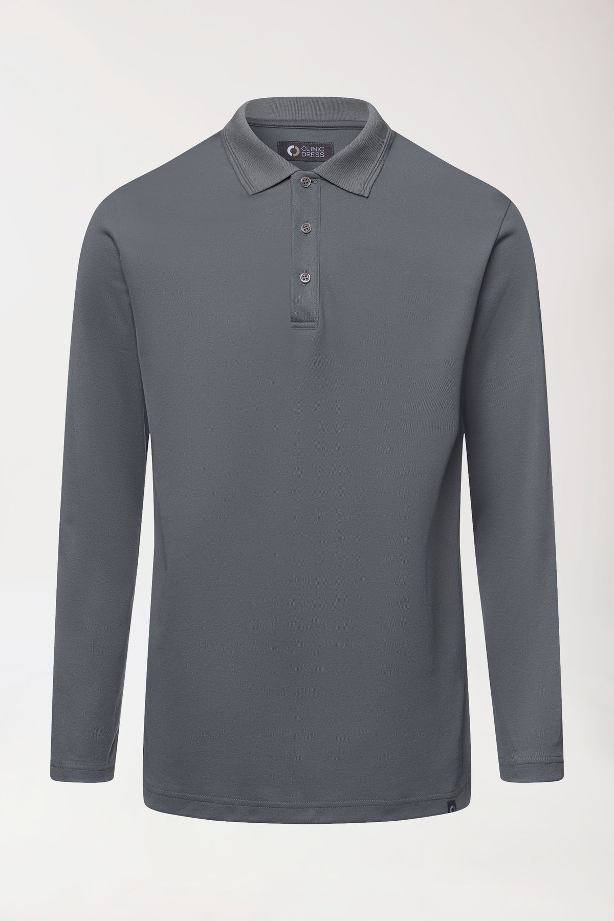 COMFY FLEX Stretch Longsleeve Herren - Polokragen steingrau, Vue de face 