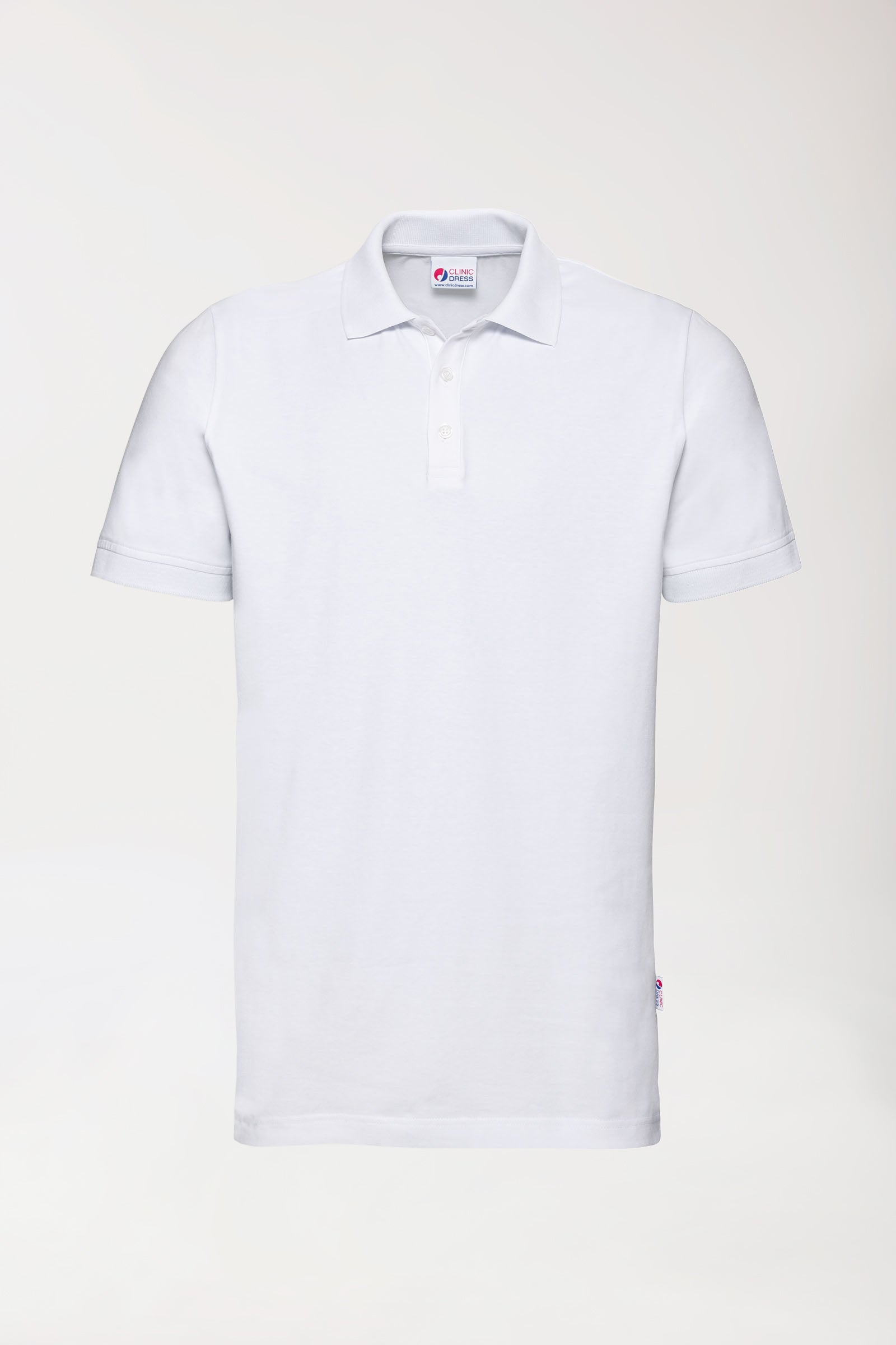 Stretch Shirt Herren - Polokragen - Knopfleiste weiss, Vorderansicht 