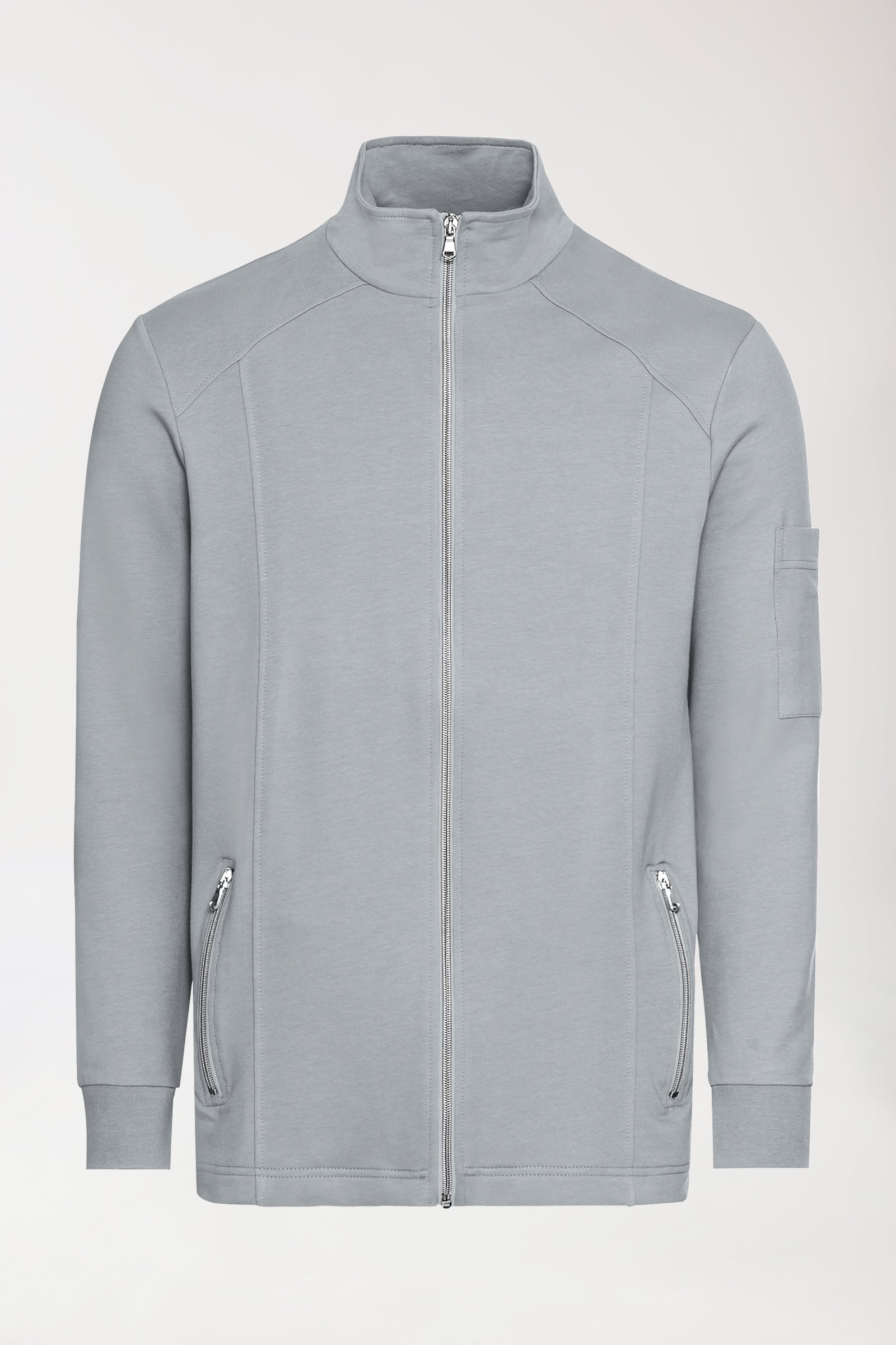 Sweatjacke Herren - Stehkragen grau, Vue de face 