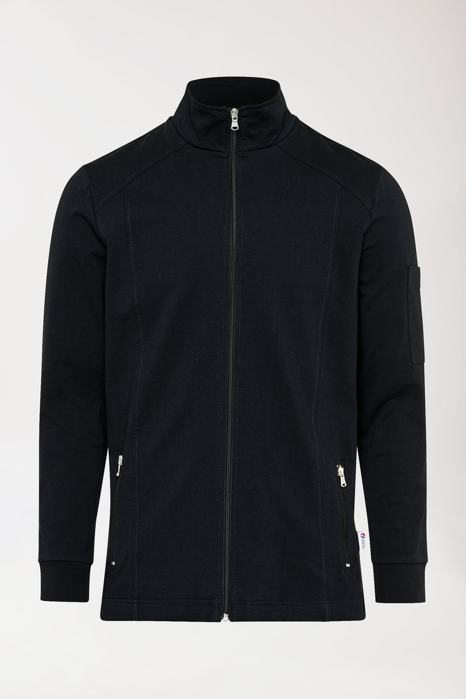 Sweatjacke Herren - Stehkragen schwarz, Vorderansicht 