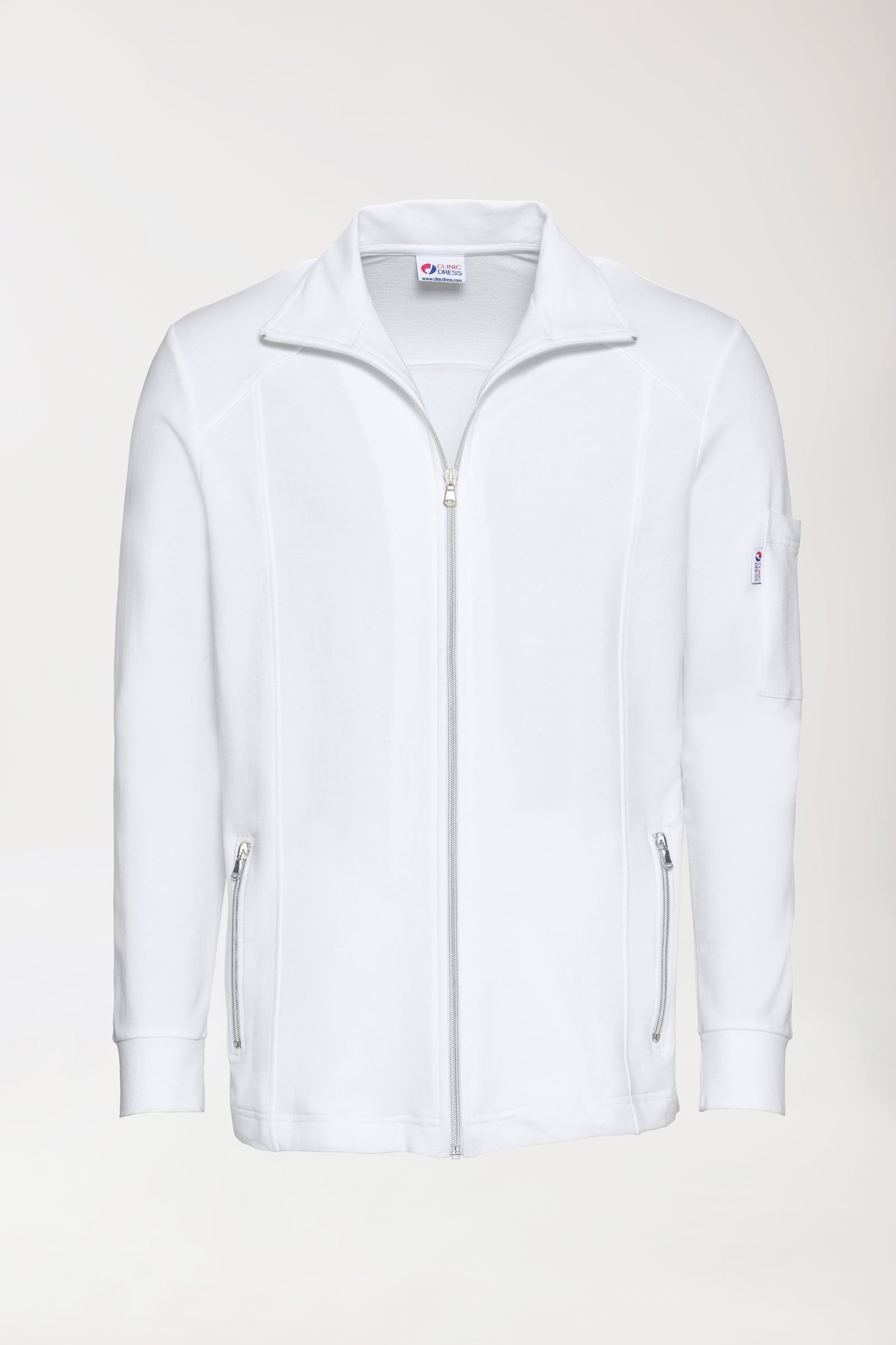 Sweatjacke Herren - Stehkragen weiss, Vue de face 