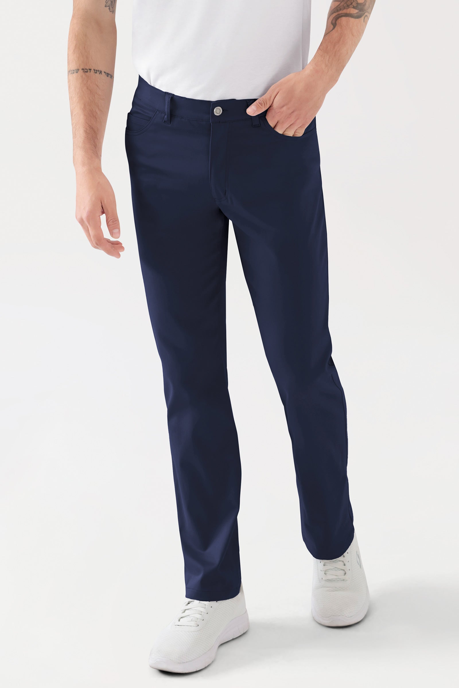 COMFY FLEX 5-Pocket Hose Herren - gerades Bein navy, Vue de face 