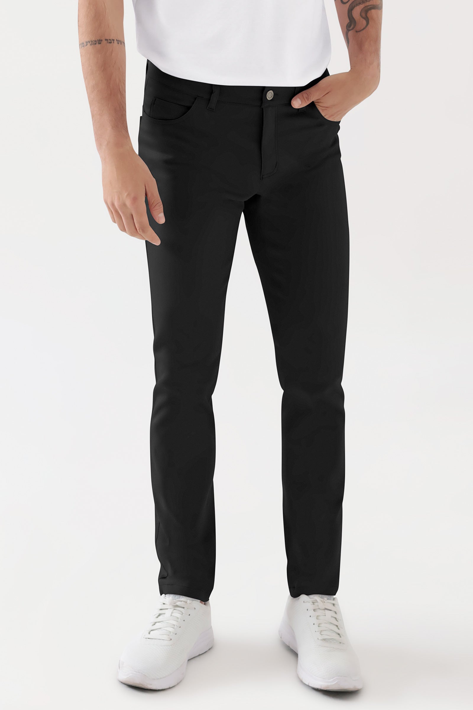 COMFY FLEX 5-Pocket Hose Herren - schlankes Bein schwarz, Vorderansicht 