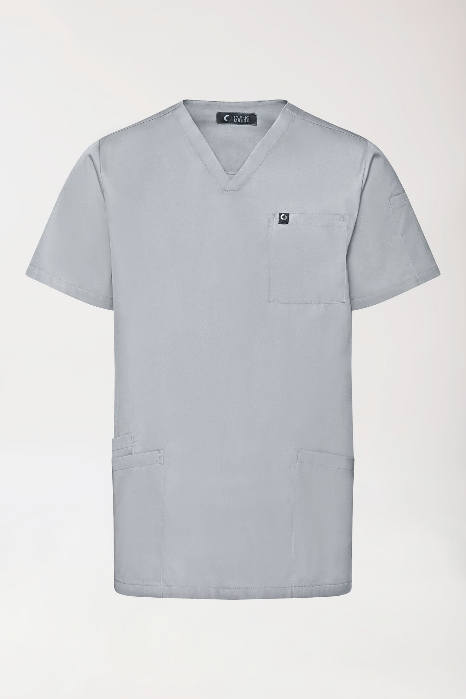 GREEN Stretch Schlupfkasack Herren - V-Ausschnitt perlgrau, Vorderansicht 